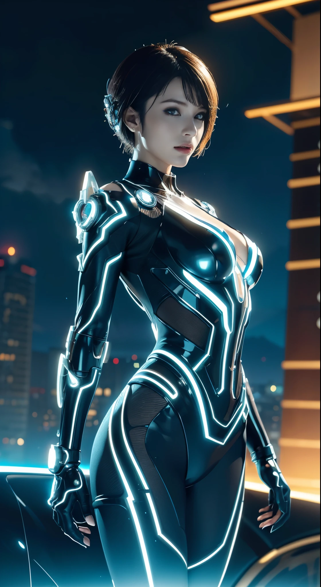 Translucent ethereal mechanical girl，Futuristic girl，Mechanical joints，futuristic urban background，ModelShoot style, (Extremely detailed Cg Unity 8K wallpaper), The beauty of abstract stylization,，surrealism, 8K, Super detail, Best quality, Award-Awarded, Anatomically correct, 16k, Super detail