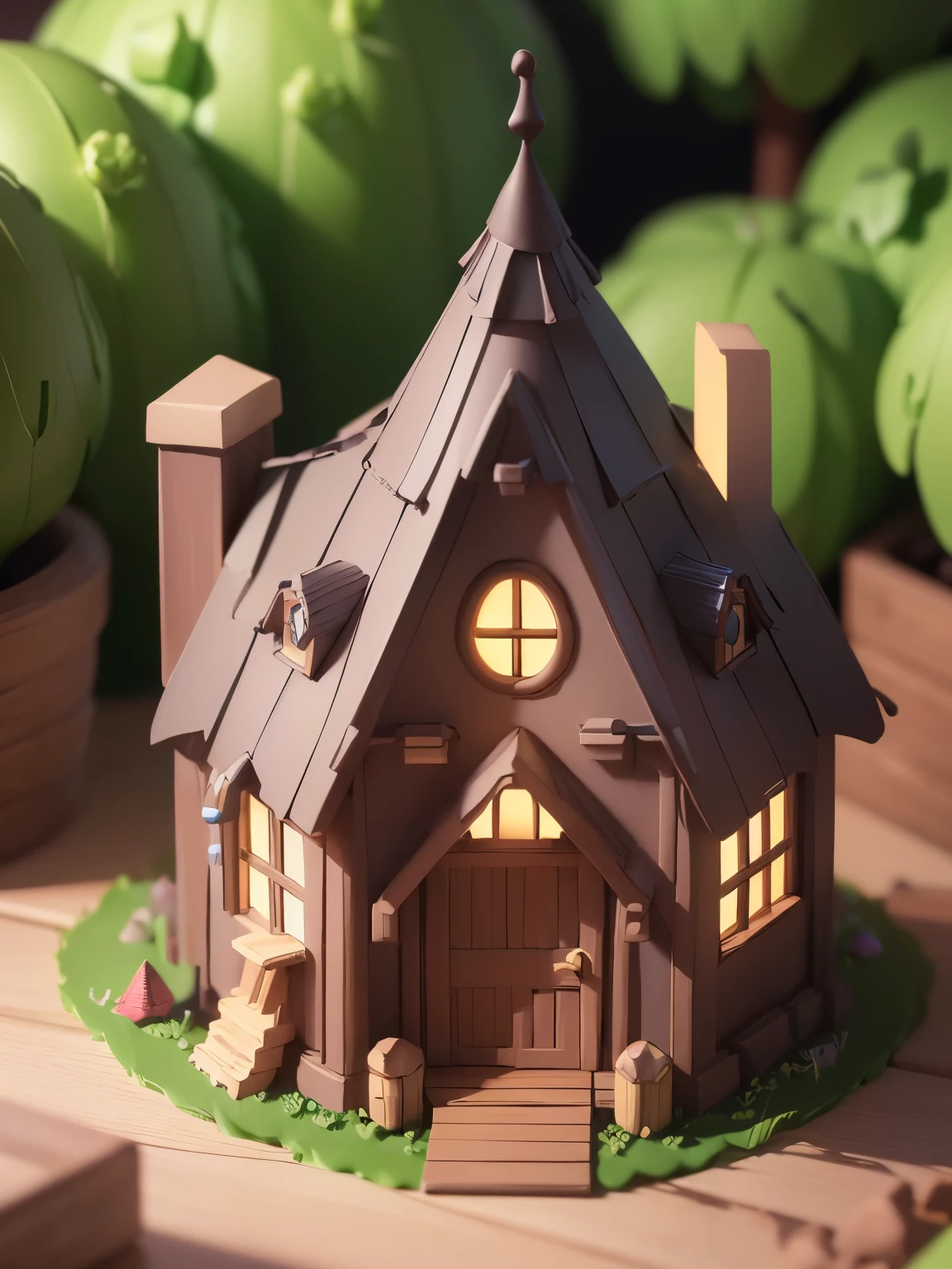 ((masterpiece、RAWE Photo、very detailed CG Unity 8k、best quality、very detailed：1.2))、(Top quality: 1.2)、pop candy house、 (best illustrations)、 (best shadow)、3D、Super detailed、fantasy world、A cute house that looks like something out of a fairy tale、pop candy house、