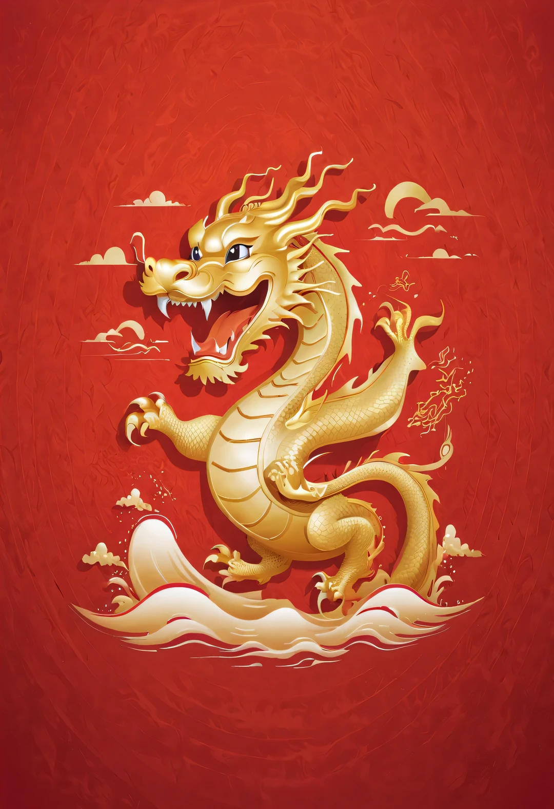 Sketch style, Simple golden negative space on Chinese red background, Smiling happily and cutely, Minimalist Chinese dragon walking, dynamic action, golden english thin line "Marine art" logo, "Marine art."logo
Flat, vector, clip art, Greg Staples style, Opat,