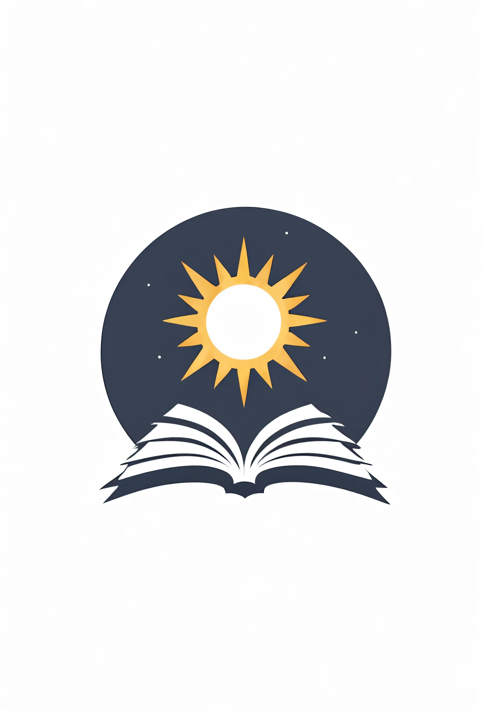 logo design, a logo design for an open book,sun, logo design, simple,  White background