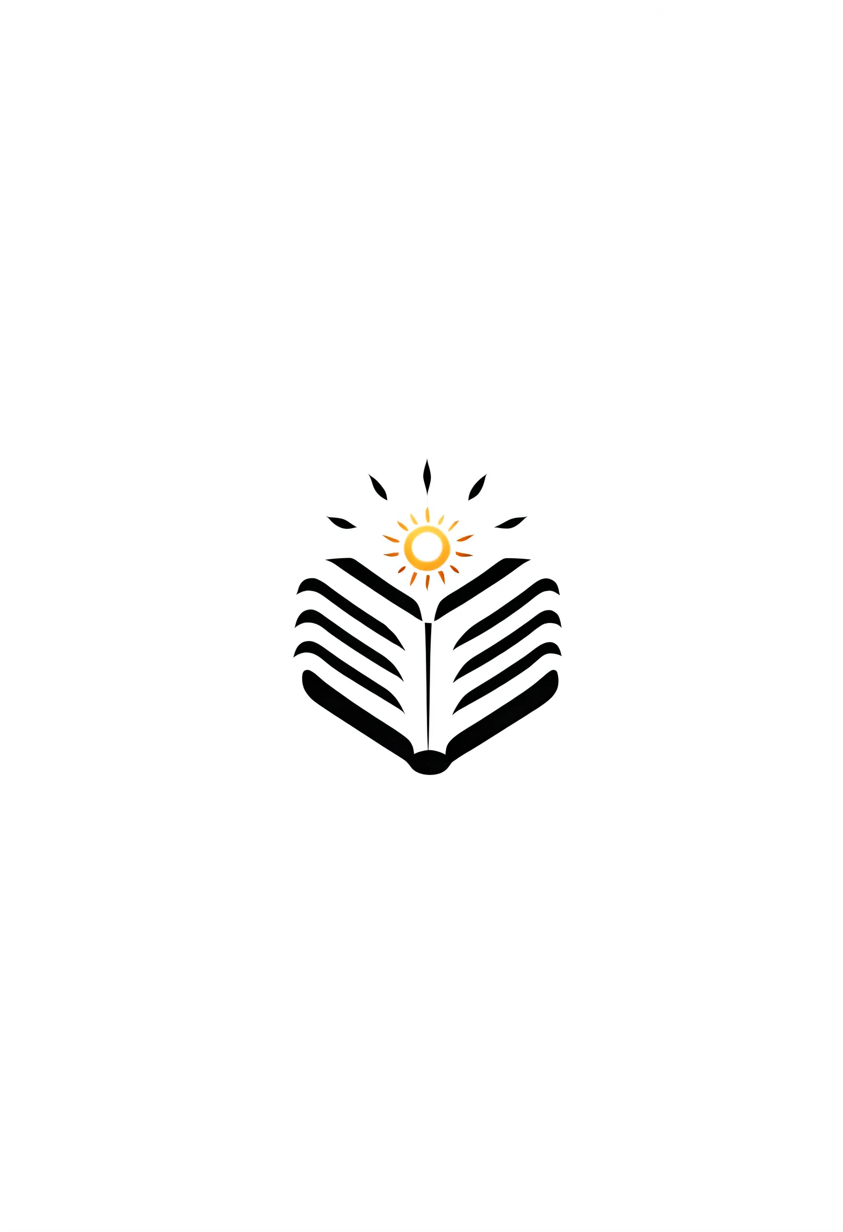 logo design, a logo design for an open book,sun, logo design, simple,  White background