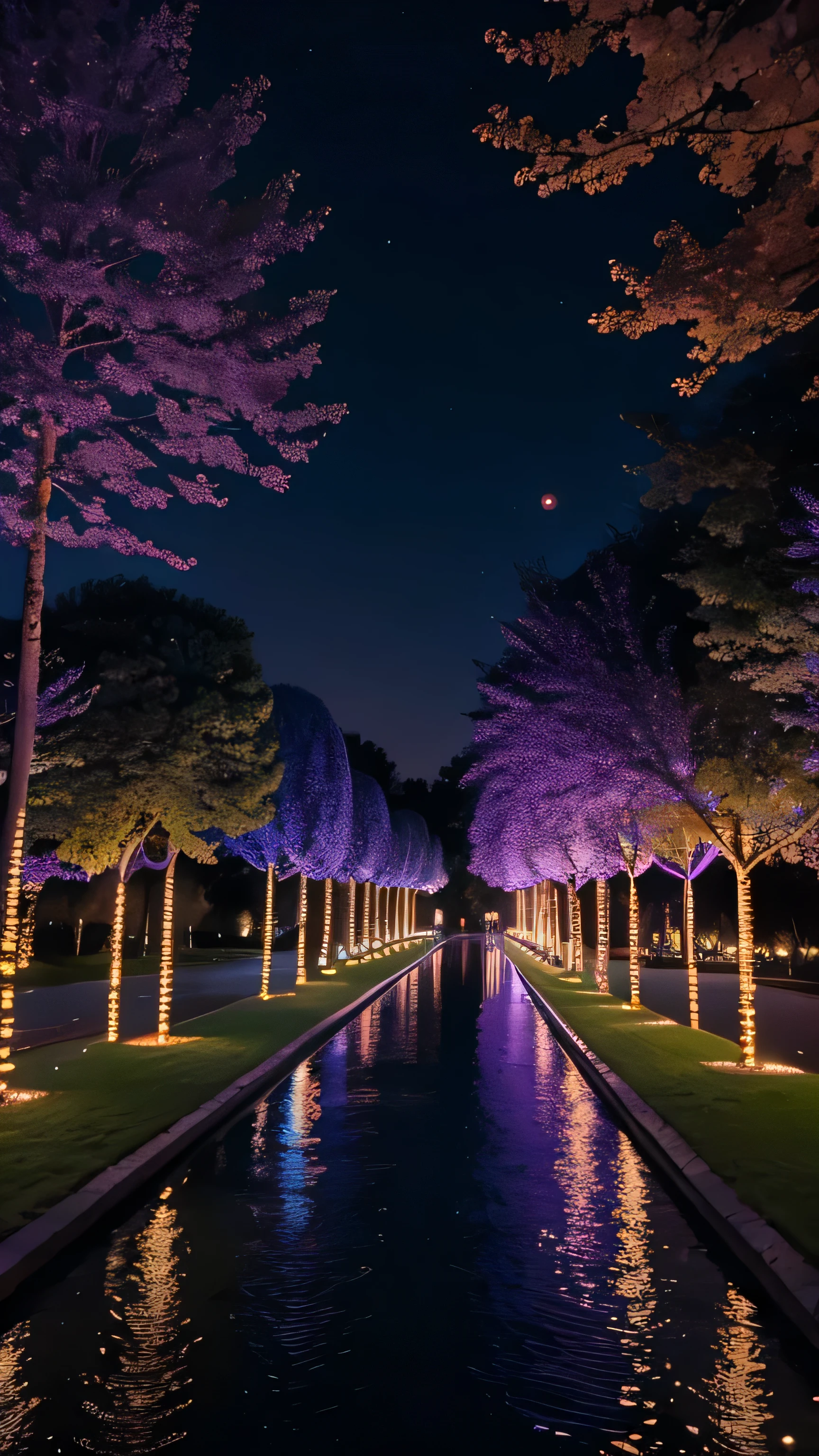 Night view of the park decorated with illuminations