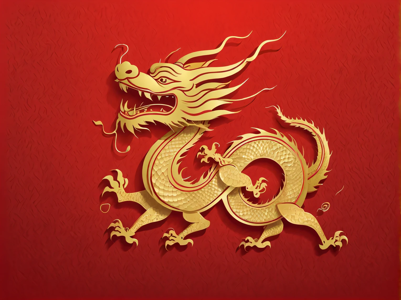Sketch style, Simple golden negative space on Chinese red background, Happy laughter and cuteness, The dynamic movement of a minimalist Chinese dragon taking long strides, and a thin golden line in English "Marine art" Width,
flat, vector, clip art, Greg Staples style, Opat,