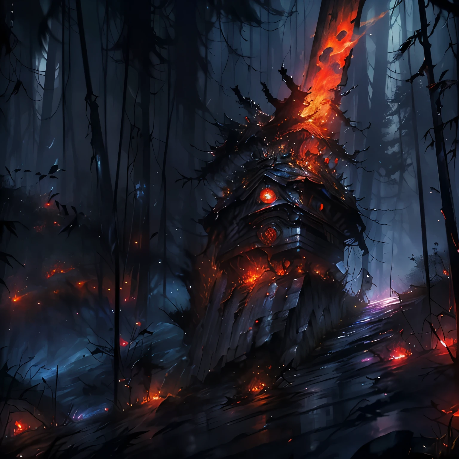 (an epic and brutal battle,illustration,detailed and vivid description of the battle scene,highres,highly realistic,warhammer,chaos,AoE attack,bloody battlefield,flaming weapons,dark and gloomy atmosphere,scattered corpses,hopeless fight,desperate screams,ravaged city,smoke and fire,terrifying demons,dark magic,ominous skies,hundreds of warriors,demonic creatures,shiny armor,fallen heroes,fear and despair,destruction and chaos,red glowing eyes,intense fighting,heroic sacrifices,sword clashes,magic spells,creature design)