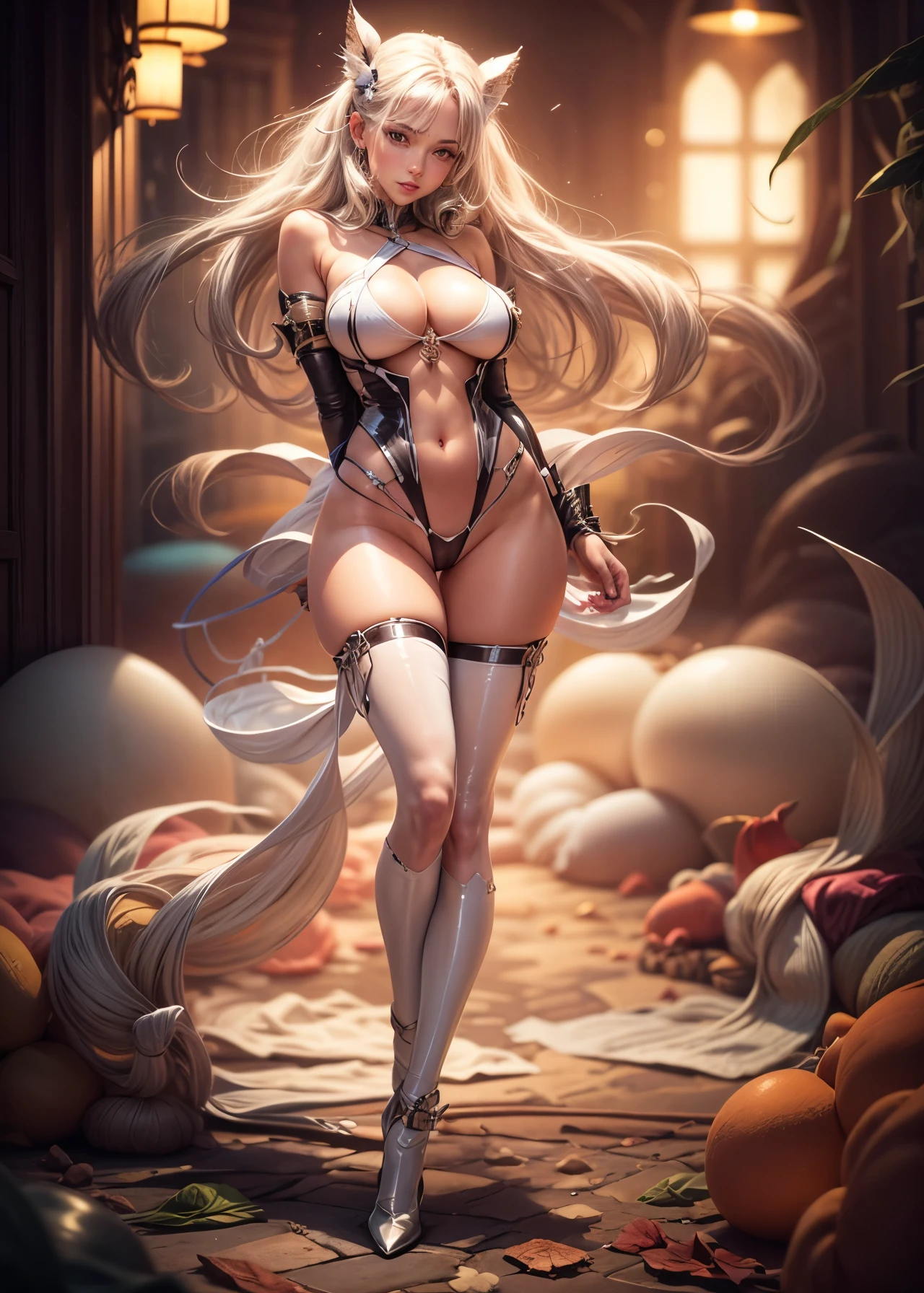 best quality, ultra high res, (photo realistic:1.2), (real person:1.2), (extremely detailed CG), 1 girl, contrappost, upper body, from above, long hair, large breasts, shiny bondage lingerie, highleg, bondage, revealing transparent slight pale white latex grid girl monokini, dynamic pose, white strings, spread legs, seductive smile, sideboob, upperboob, underboob, cleavage, skindentation, high detailed face, face lighting, front lighting, perfect face, looking at viewer, shiny skin, oily skin