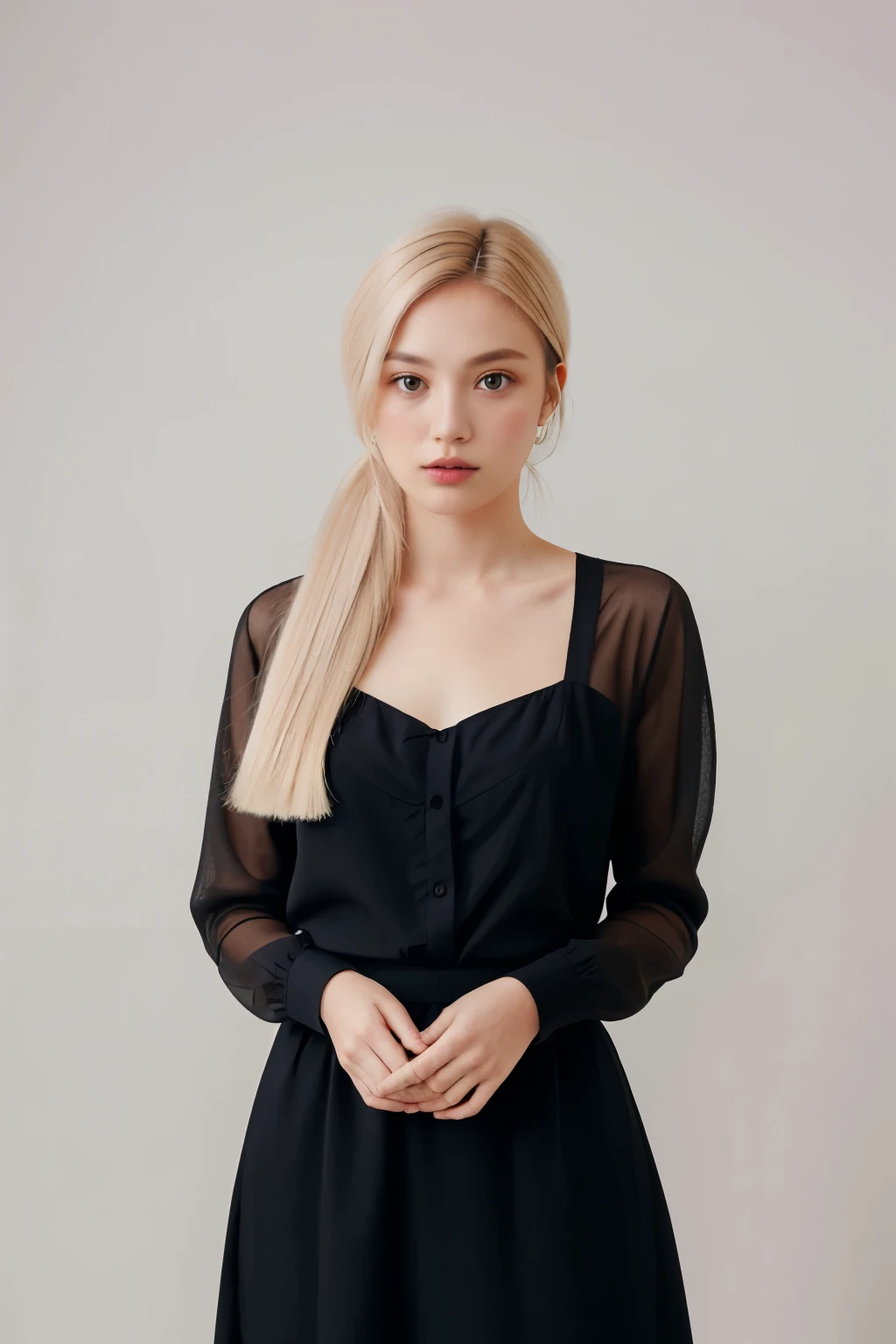 Behind the hair,C cup,Clothes are light-colored clothes