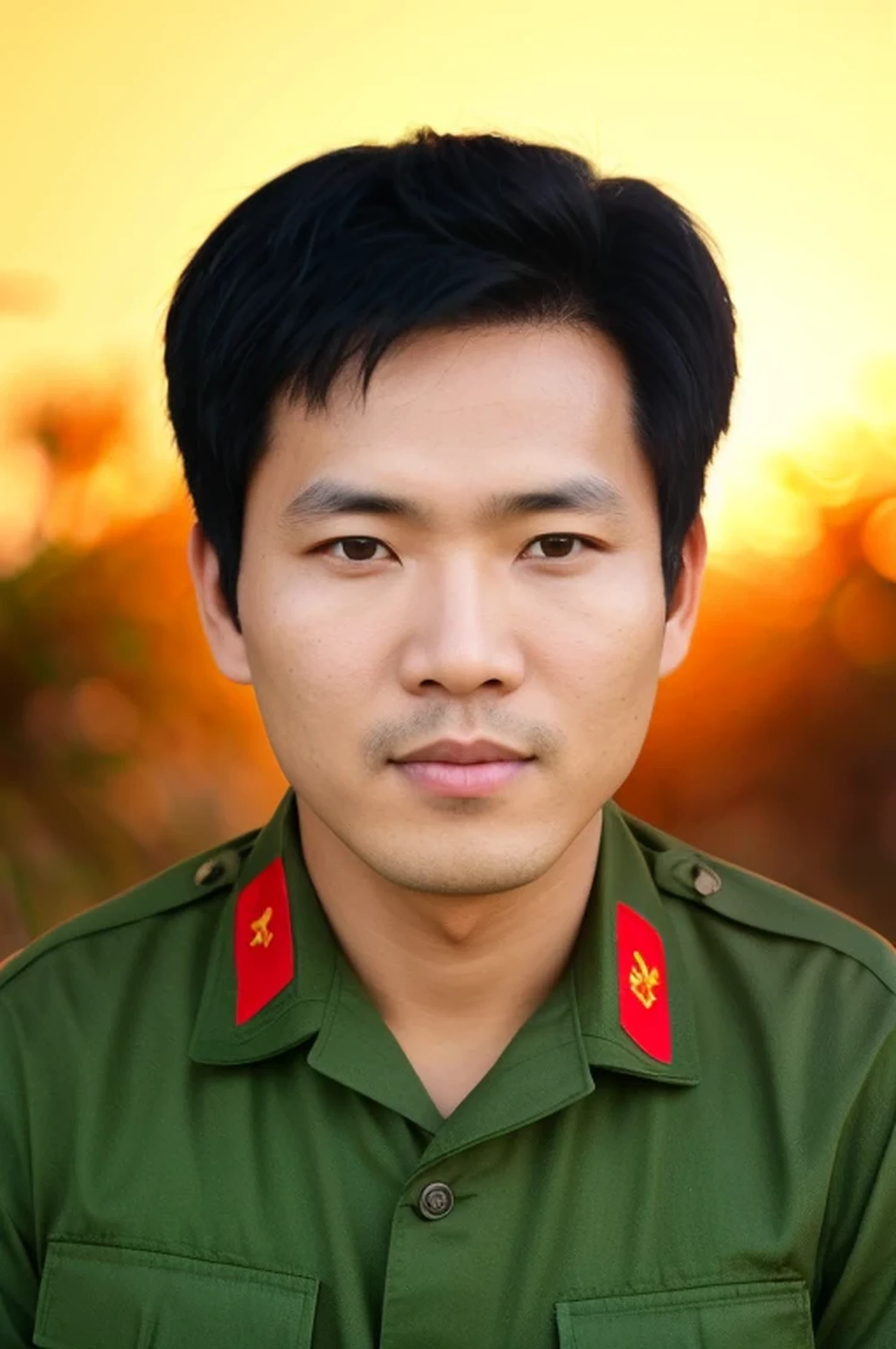 homme, Les cheveux cours et noirs, Vêtements de l'armée vietnamienne