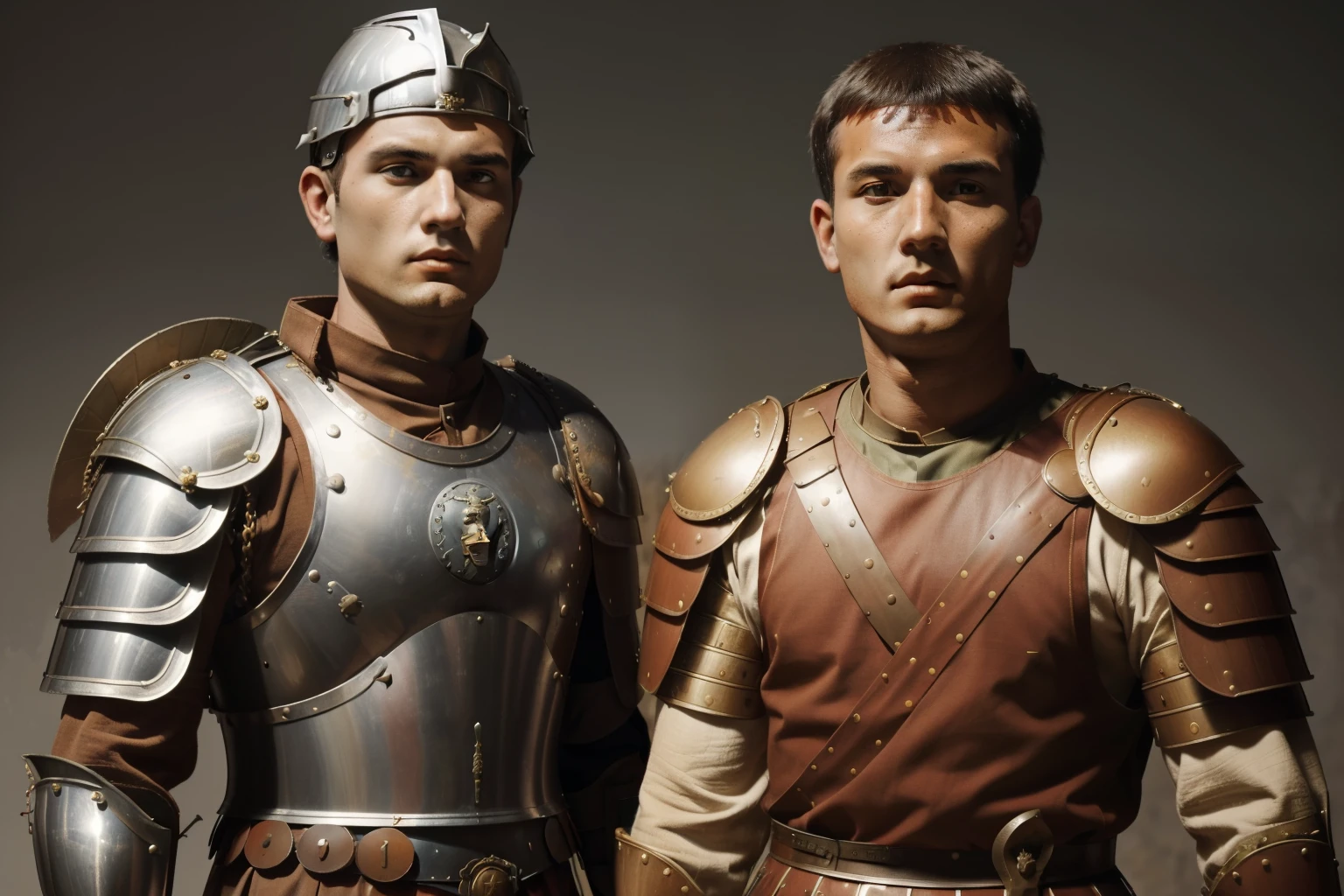 Mitilene, 77 BC. A young ((((21-year-old)) Julius Caesar)), with his friend, war, battle, fighting. ((((roman legionary clothings and armor from the 1st century BC))))