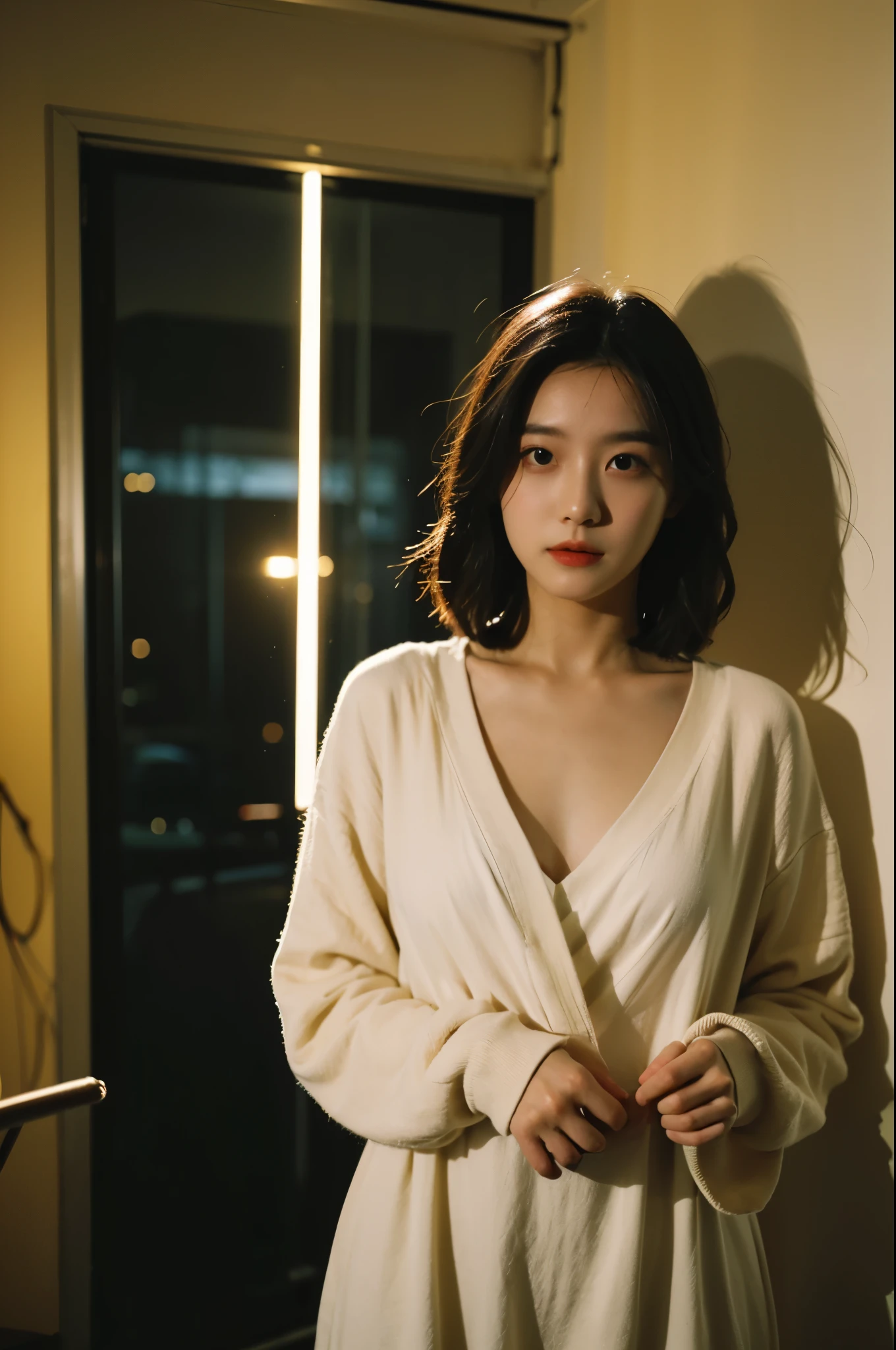 best quality,masterpiece,ultra high resolution,(authenticity:1.4),original photo,Cinema lighting,
1 girl,Tyndall effect,light and shadow,shadow,