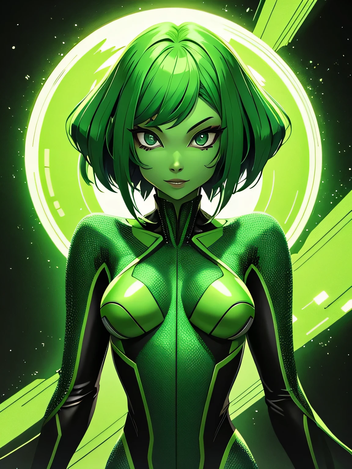 green alien woman