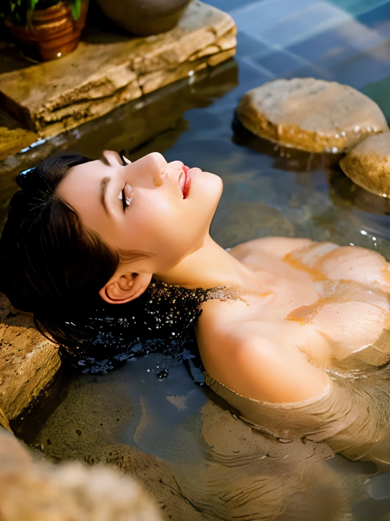 women take a bath, hiperrealistic,