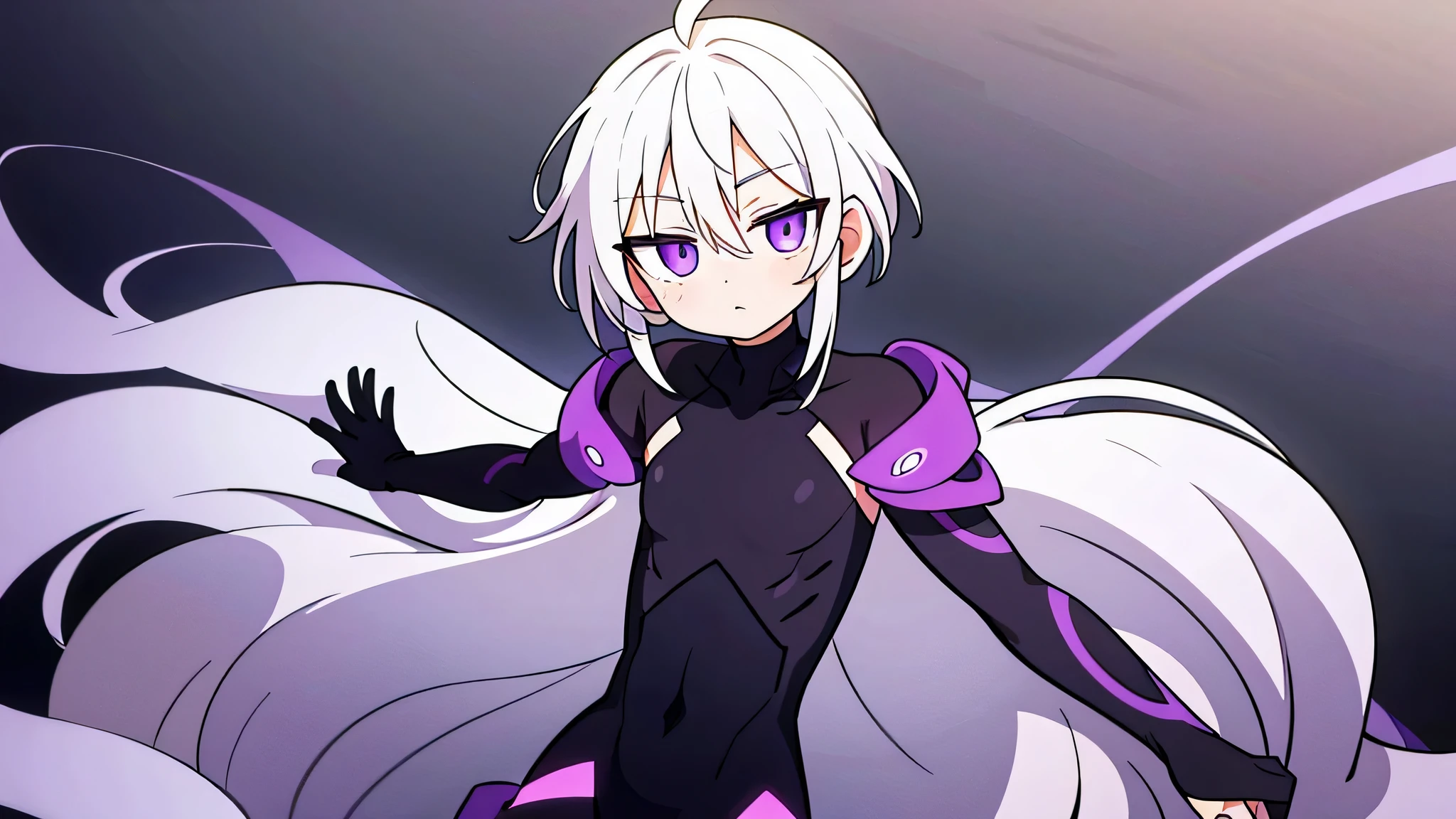 Male character with white hair and purple eyes