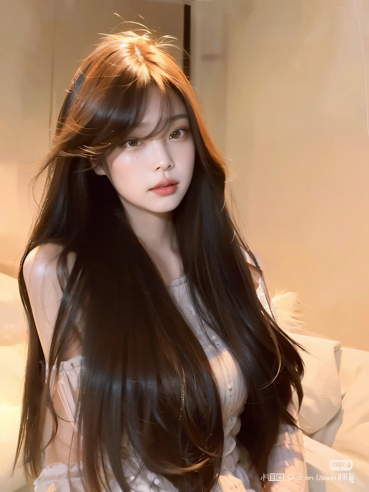 araffe asian woman con cabello largo sitting on a bed, pelo largo con flequillo completo, pelo largo con flequillo, asian girl con cabello largo, ulzzang, pelo largo y oscuro con flequillo, con cabello largo, brown pelo largo con flequillo, pelo largo y negro con flequillo, hermosa joven coreana, muchacha coreana, flequillo largo y recto, con pelo largo y oscuro