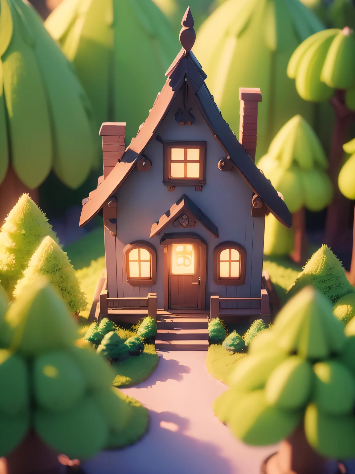 ((masterpiece、RAWE Photo、very detailed CG Unity 8k、best quality、very detailed：1.2))、(Top quality: 1.2)、pop candy house、 (best illustrations)、 (best shadow)、3D、Super detailed、fantasy world、A cute house that looks like something out of a fairy tale、pop candy house、Like a picture book