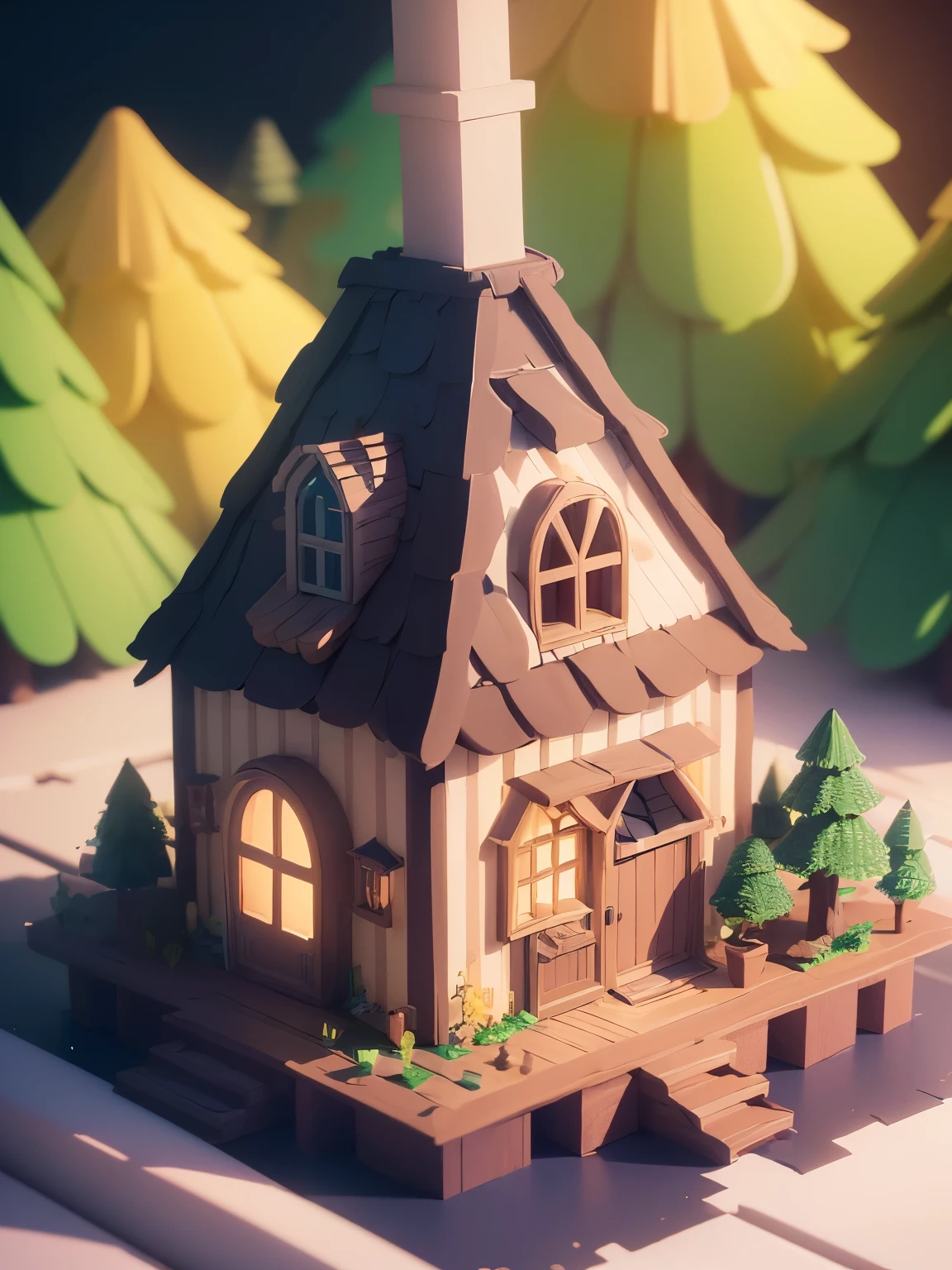 ((masterpiece、RAWE Photo、very detailed CG Unity 8k、best quality、very detailed：1.2))、(Top quality: 1.2)、pop candy house、 (best illustrations)、 (best shadow)、3D、Super detailed、fantasy world、A cute house that looks like something out of a fairy tale、pop candy house、