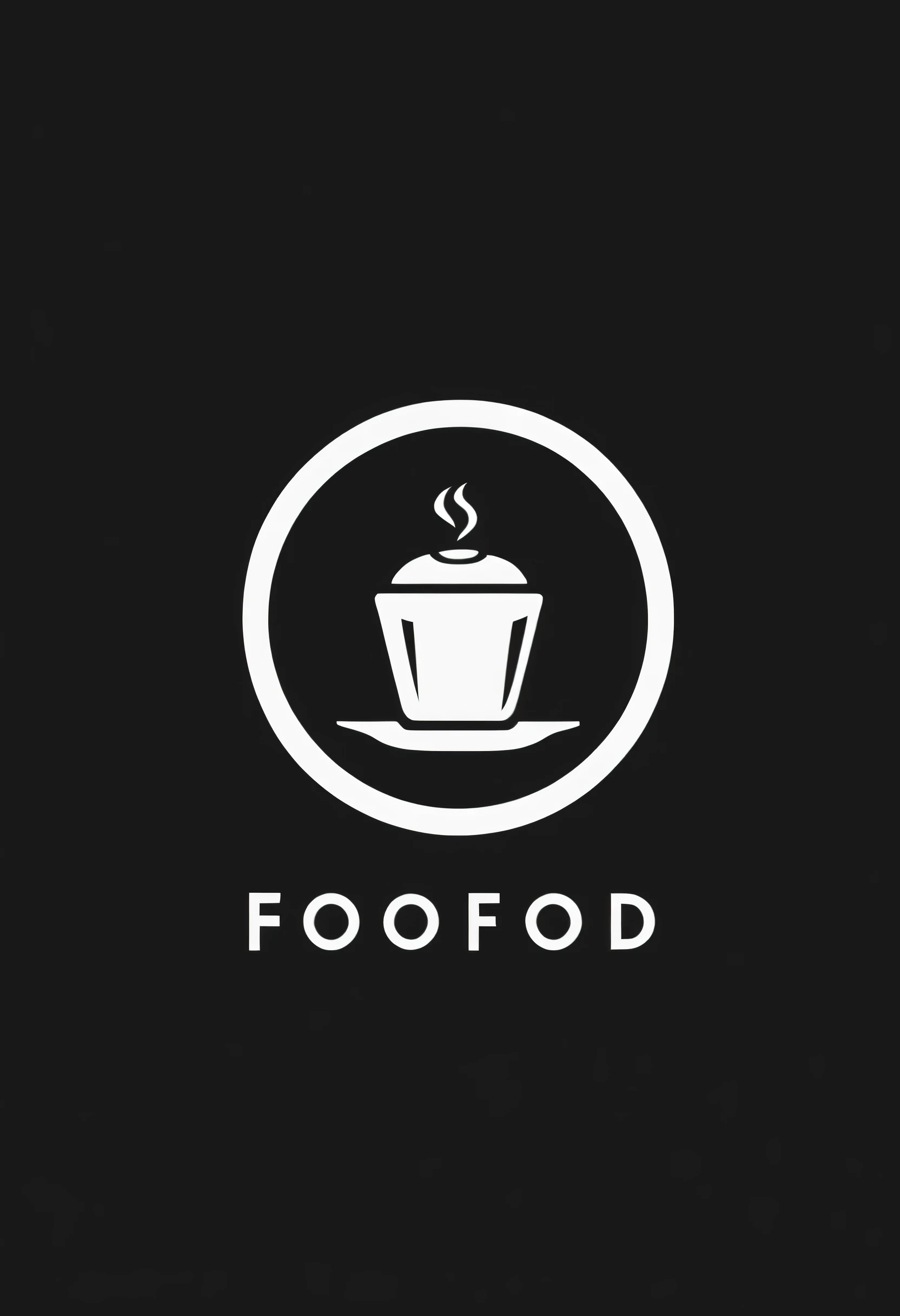 Family Food Company Logo "food design&#39;" , black background, white letters, Symmetrical, modern