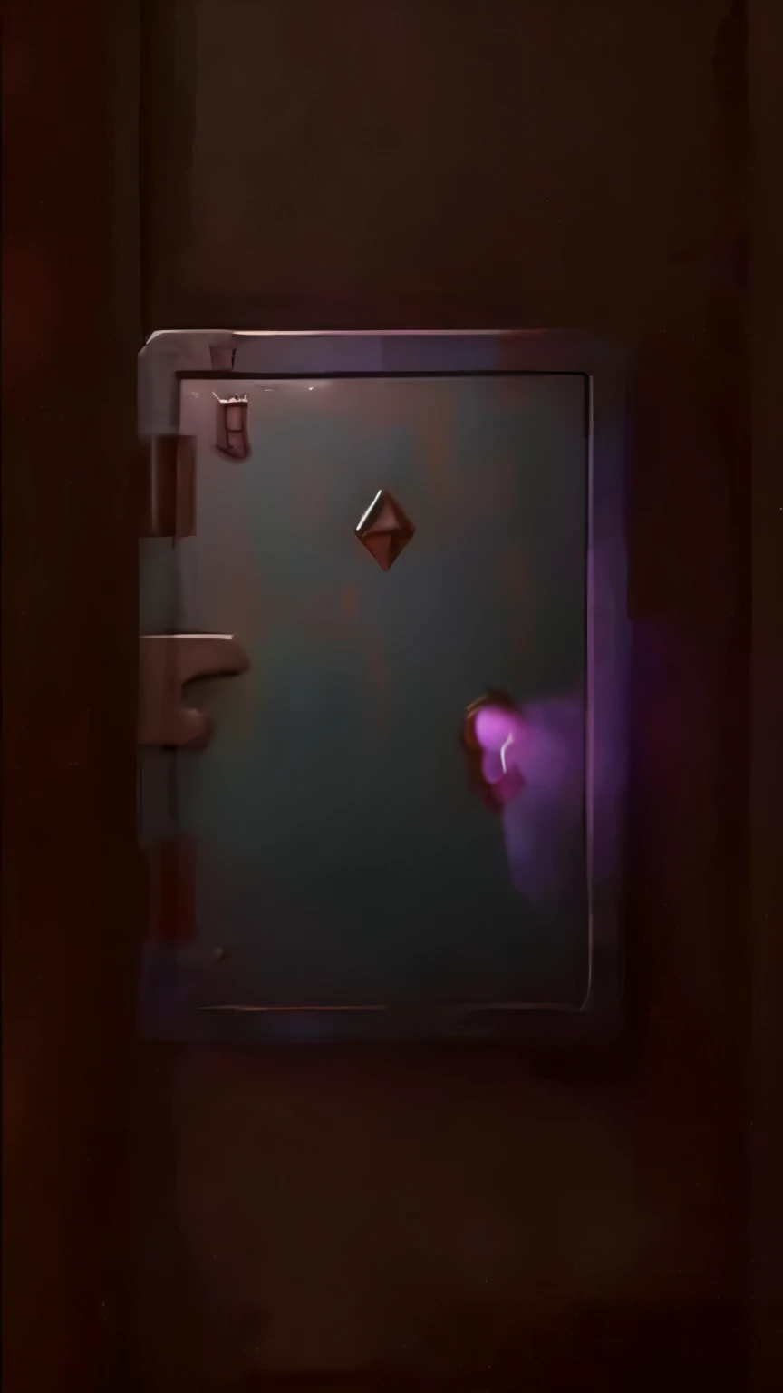 There is a small metal safe door,There are pink lights on it, Might & Magic, The Cosmic Gate, lost Magic book, Hearthstone concept art, artifact dota2, Magic book, blizzard Hearthstone concept art, loot box, Komuro. hyper-realistic, Hearthstone color styles, Depicted as game concept art, Weird nostalgic concept art, Contains a hidden portal