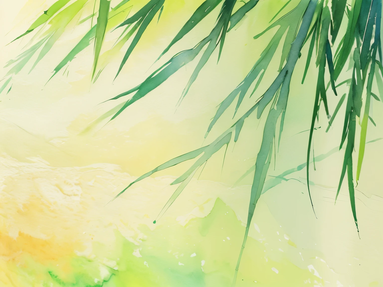(best quality,4k,8k,highres,masterpiece:1.2),ultra-detailed,(realistic,photorealistic,photo-realistic:1.37),watercolor,reverse watercolor technique,abstract,vibrant colors,handmade watercolor paper,green background,antique style,novel background, bamboo