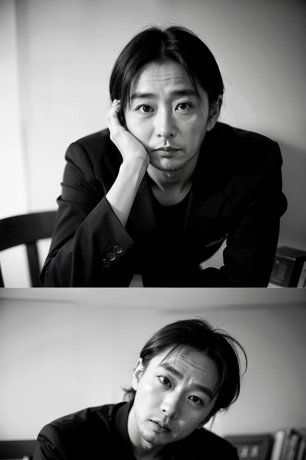 The upper part is a photo of Haruki Murakami,The bottom half is his famous quotes about running