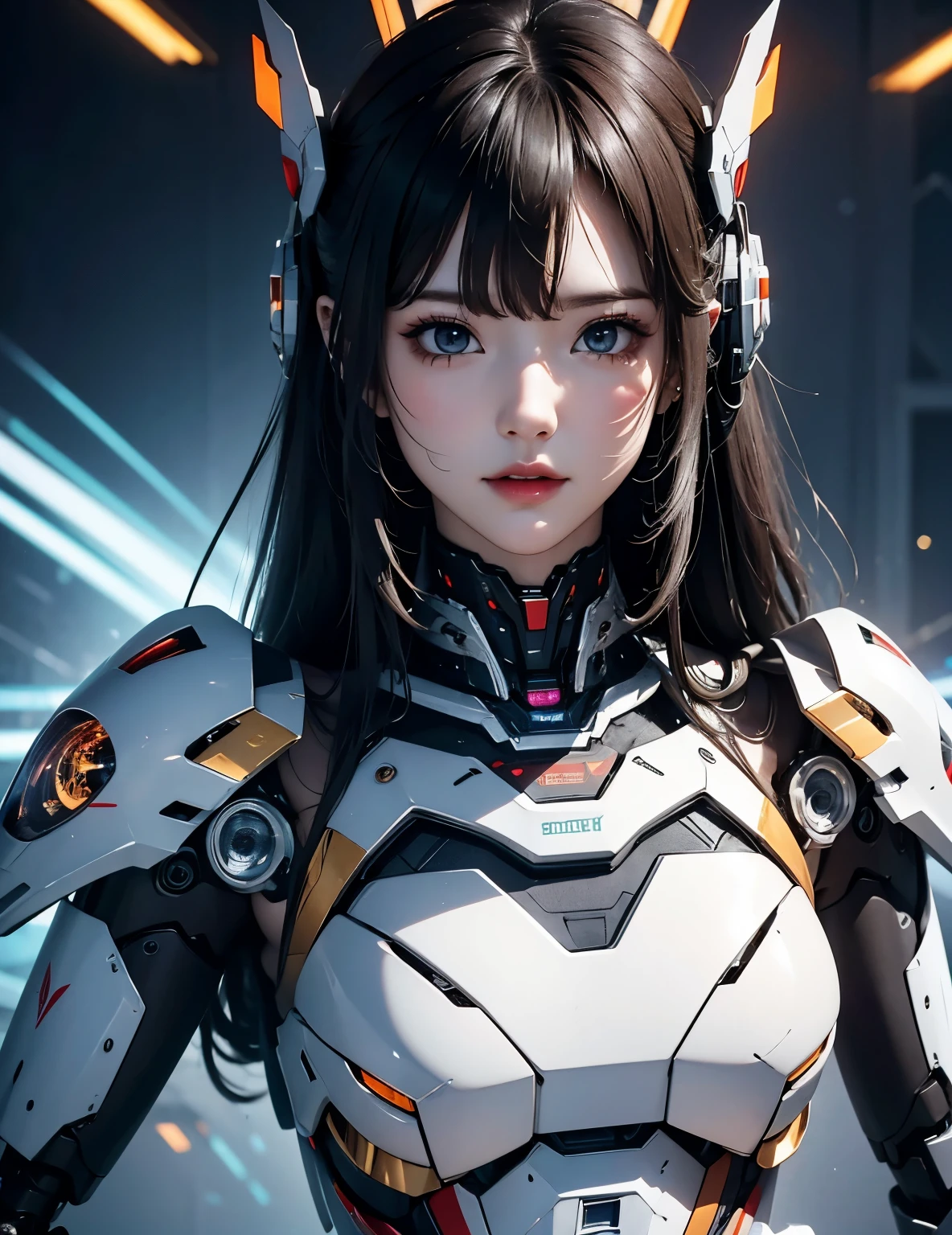 Super detailed, advanced details, high quality, 最high quality, High resolution, 1080P, hard disk, beautiful,(War Machine),beautifulサイボーグの女性,Mecha cyborg girl,battle mode,Mecha body girl,彼女は未来的なWar Machineのメカを身に着けています,full body shot