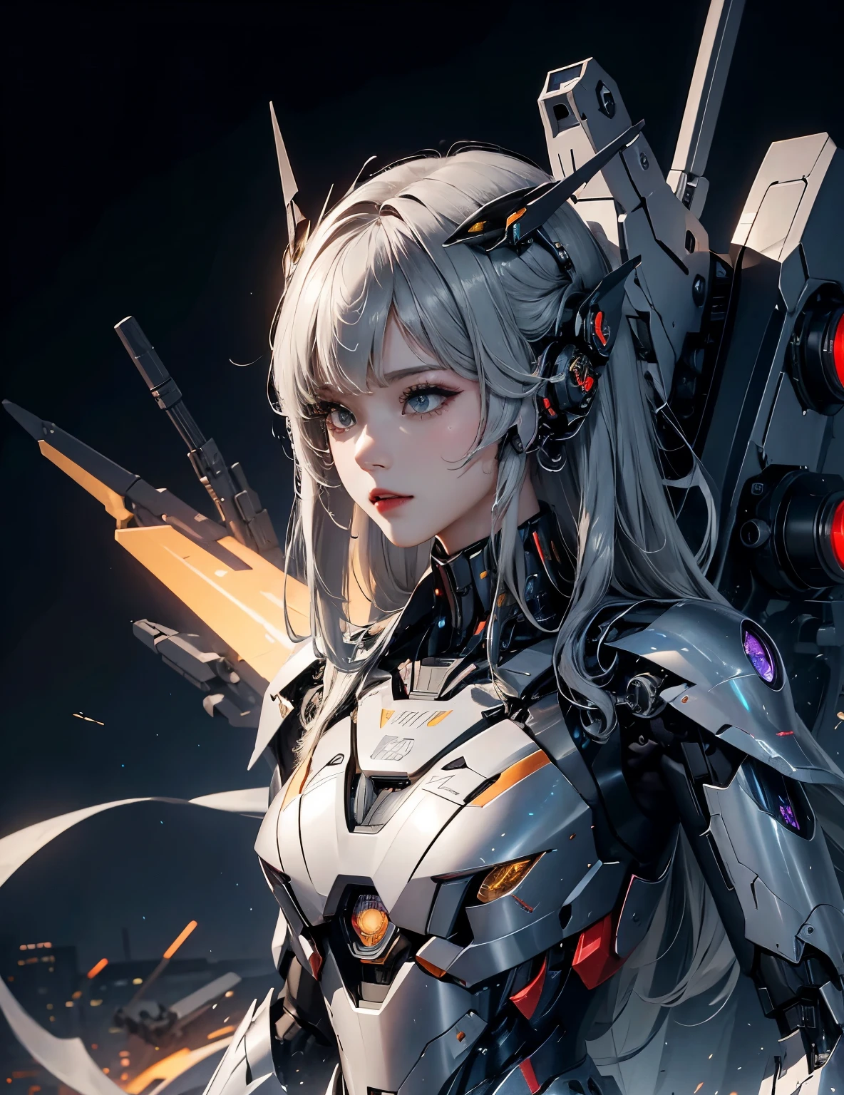 Super detailed, advanced details, high quality, 最high quality, High resolution, 1080P, hard disk, beautiful,(War Machine),beautifulサイボーグの女性,Mecha cyborg girl,battle mode,Mecha body girl,彼女は未来的なWar Machineのメカを身に着けています,full body shot