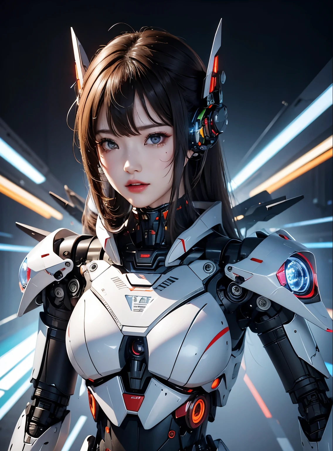 Super detailed, advanced details, high quality, 最high quality, High resolution, 1080P, hard disk, beautiful,(cyborg),beautifulcyborgの女性,メカcyborg少女,battle mode,Mecha body girl,Able to launch missiles from the chest,You can shoot a machine gun from both hands
