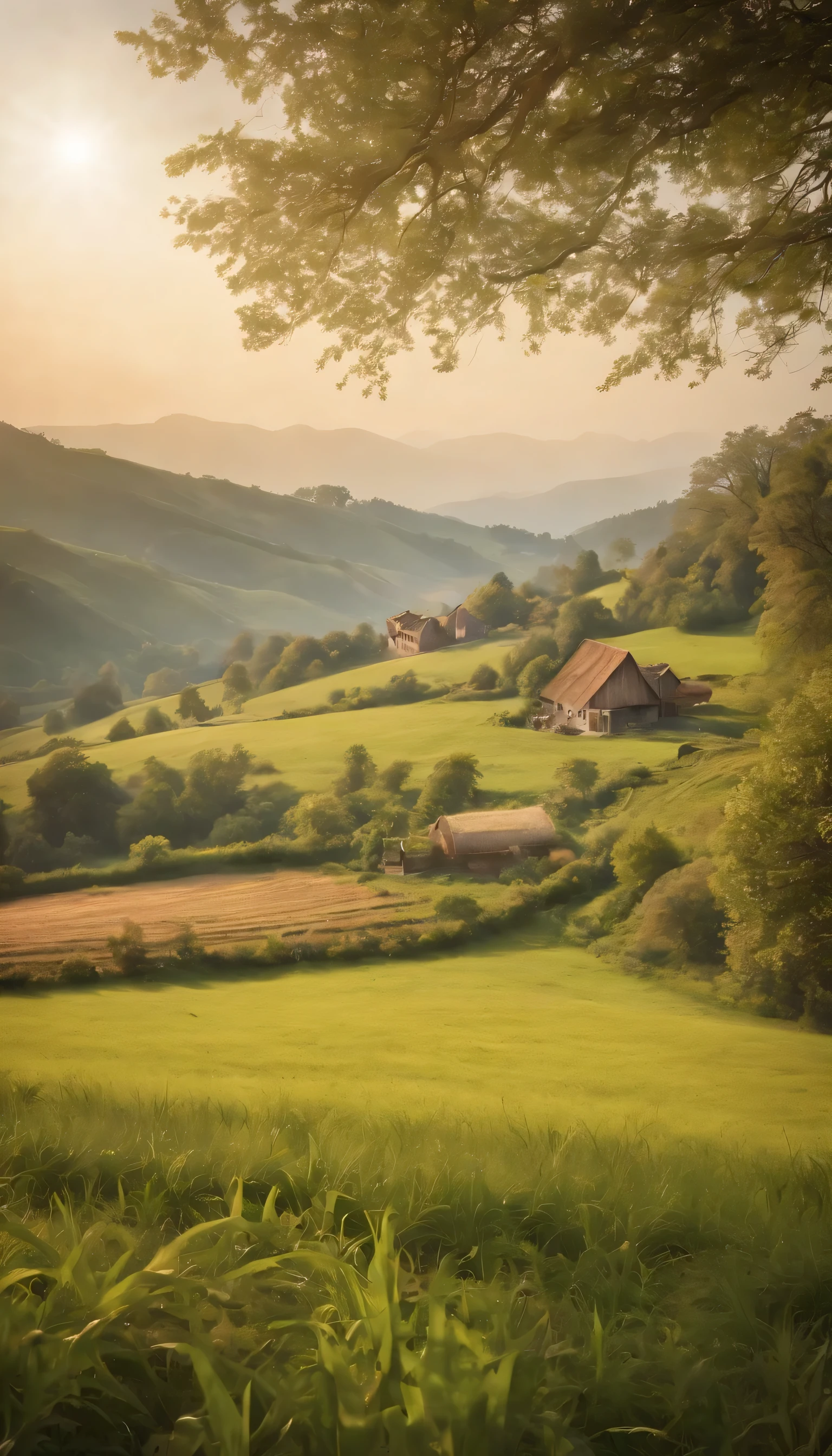 (Highly detailed CG Unity 8K wallpaper、masterpiece、highest quality、Super detailed)、(best lighting、best shadow、very delicate and beautiful)highest quality、8K、Detailed facial depiction、masterpiece、highest quality、clear image quality、A photo of a vast field seen from the balcony