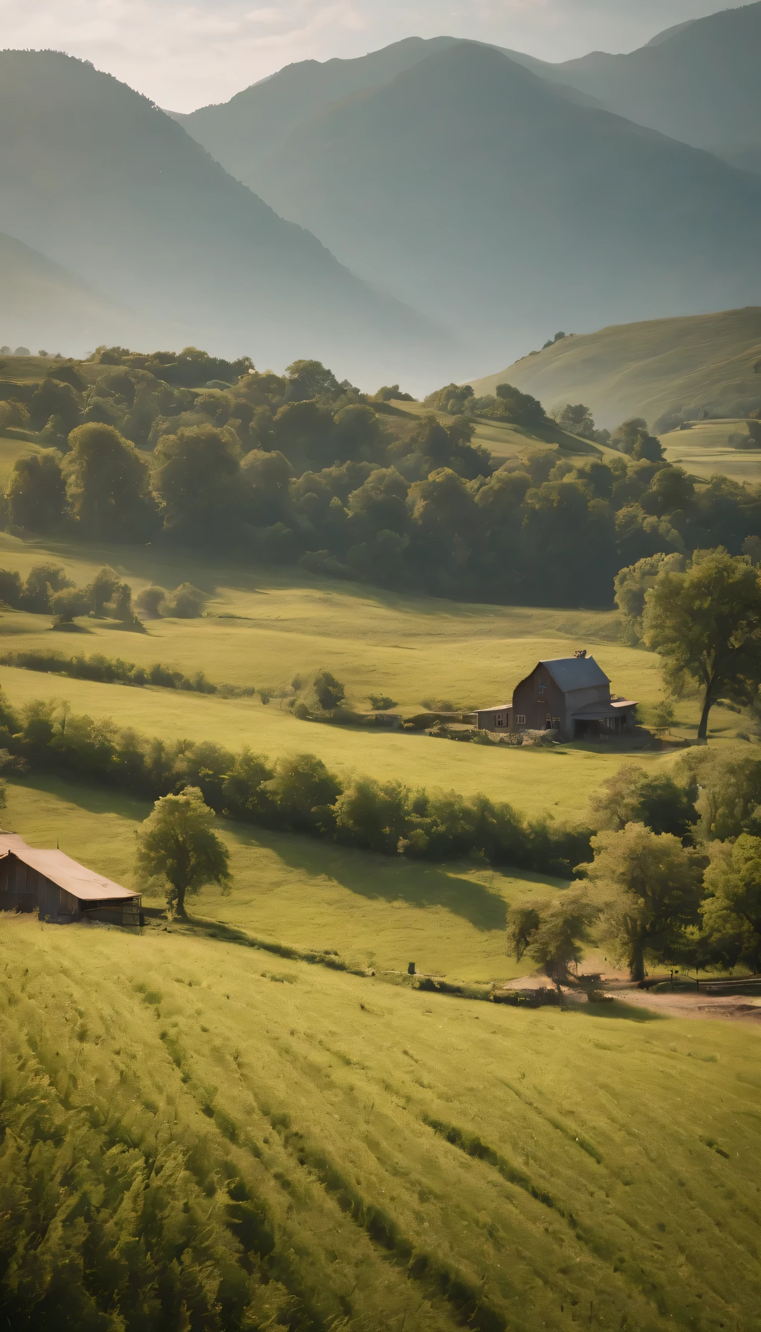 (Highly detailed CG Unity 8K wallpaper、masterpiece、highest quality、Super detailed)、(best lighting、best shadow、very delicate and beautiful)highest quality、8K、Detailed facial depiction、masterpiece、highest quality、clear image quality、A photo of a vast field seen from the balcony