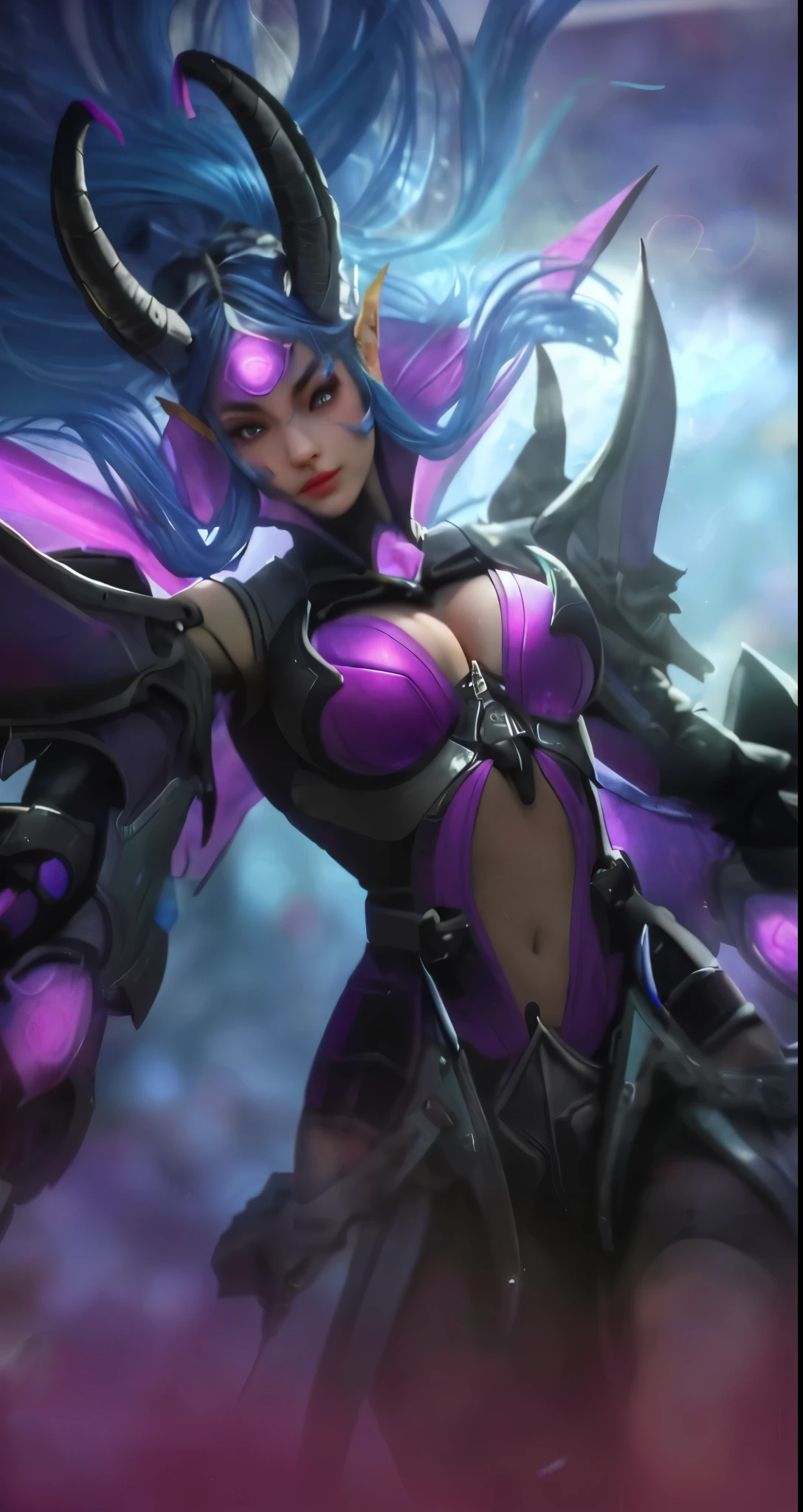 Real life adaption of this character, beauty face, realistic same outfit, realistic same blue hair, realistic light, realistic shadow, realism, hyper realistic, (photorealistic 1:2)