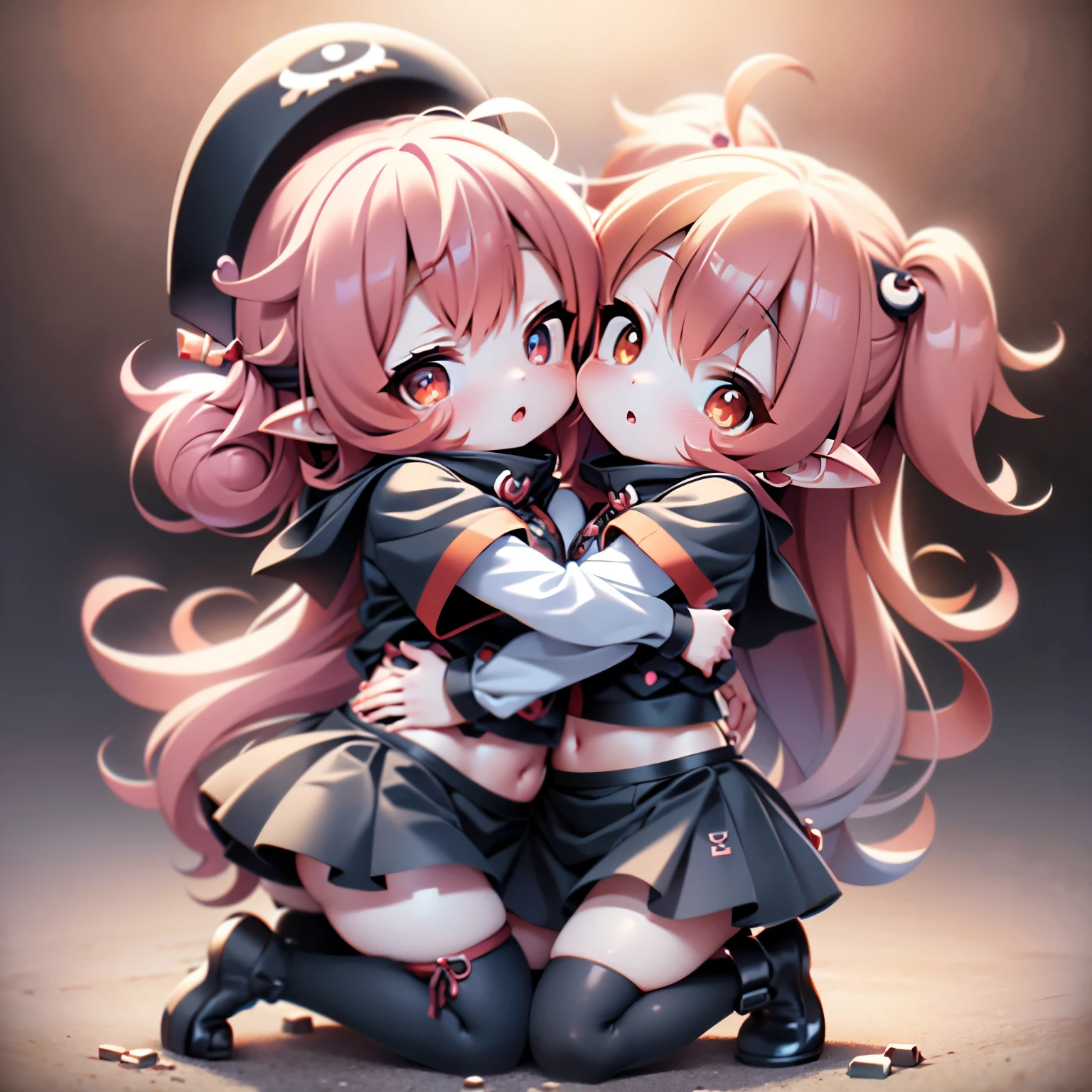 1 girl, little devil girl anime visual, cute anime girl, cute anime, nice art style, official art, アニメPirate costumes, anime manga girl, cute core, cute anime style, official artワーク, change, Red hair、High position twin tails、Hosho Marine、Pirate costumes、mini skirt、black tights、photorealistic effect,cinematic effects,8K high definition