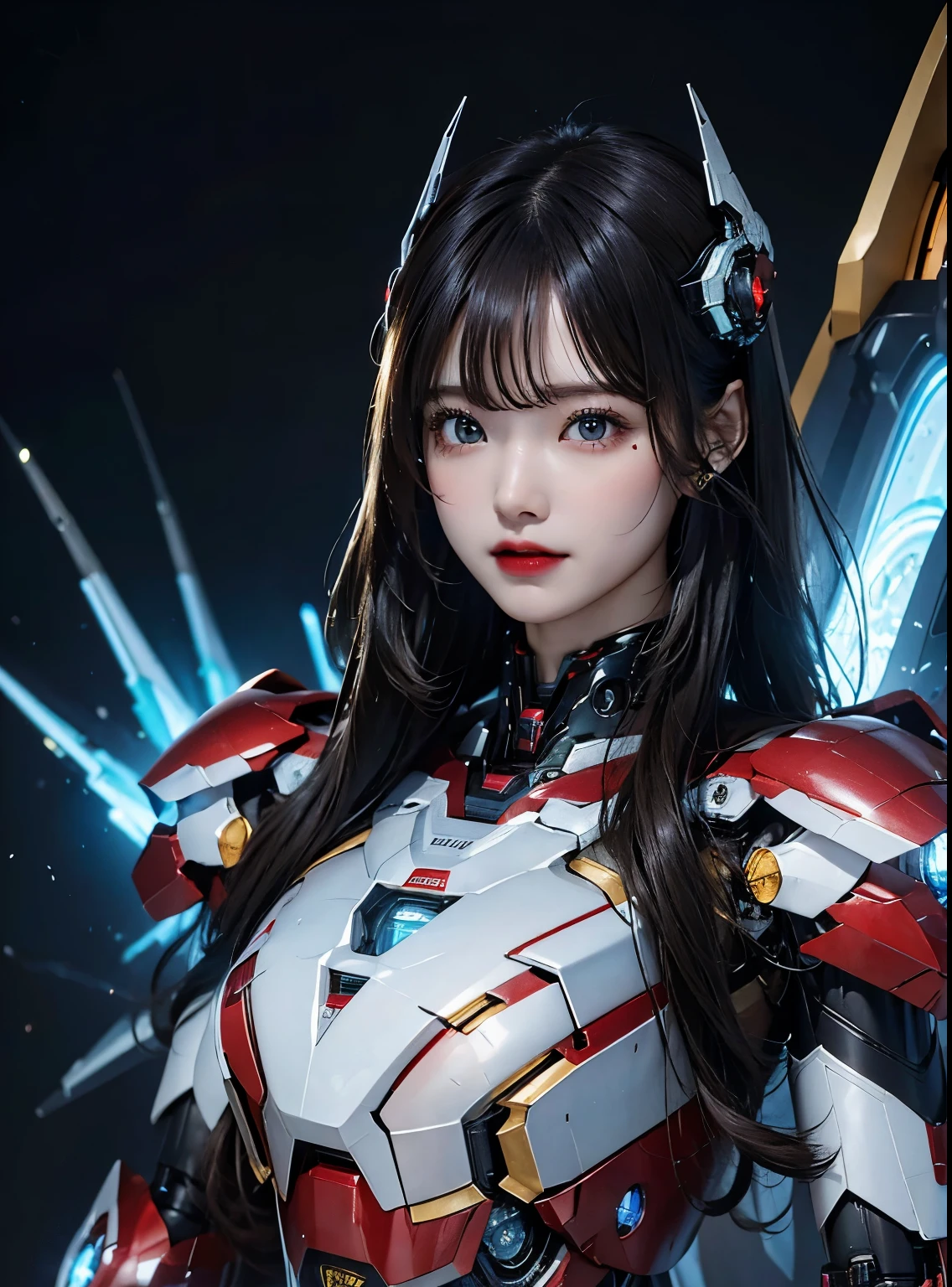  Super detailed, advanced details, high quality, 最high quality, High resolution, 1080P, hard disk, beautiful,(Iron Girl),beautifulサイボーグの女性,Mecha cyborg girl,battle mode,Mecha body girl,She wears an Iron Man mech,full body shot