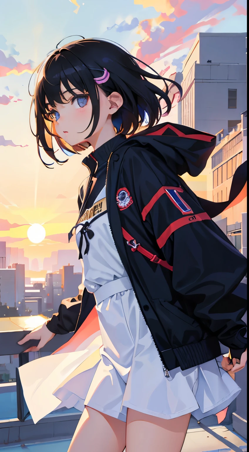 (short cute girl, young studeg delicate girl),(masterpiece,Top quality),lacrosse,black hair