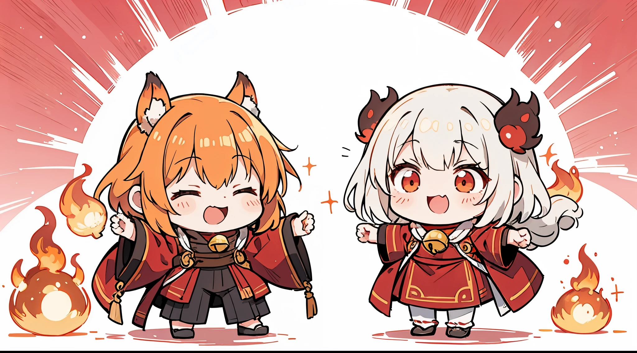 digitalart、Fire Spirit、Yuru Chara Style、Laugh、Wearing a bell