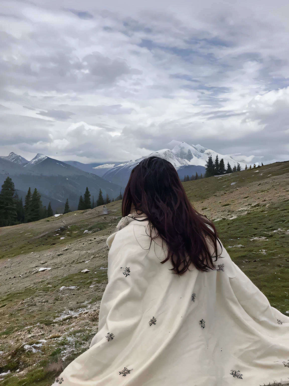 create realistic image keeping this image in mind with background as high snow bound mountains