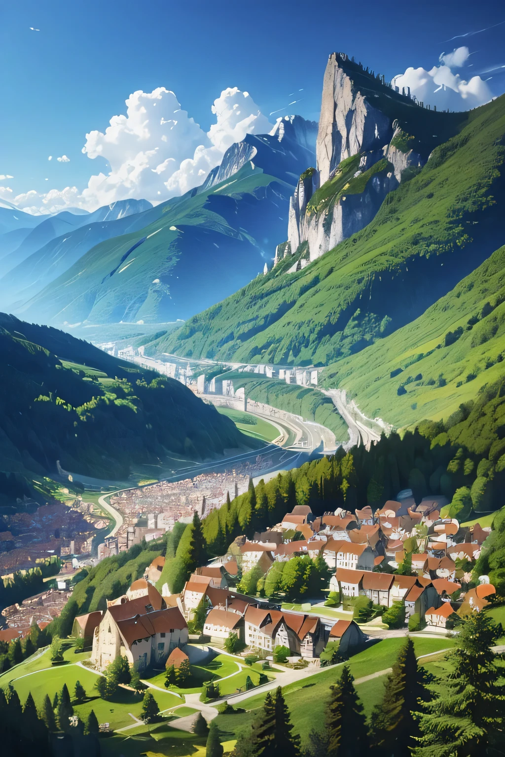 la france vue du ciel avec des sapins et des montagnes, mer, lacs et maisons traditionnelles 