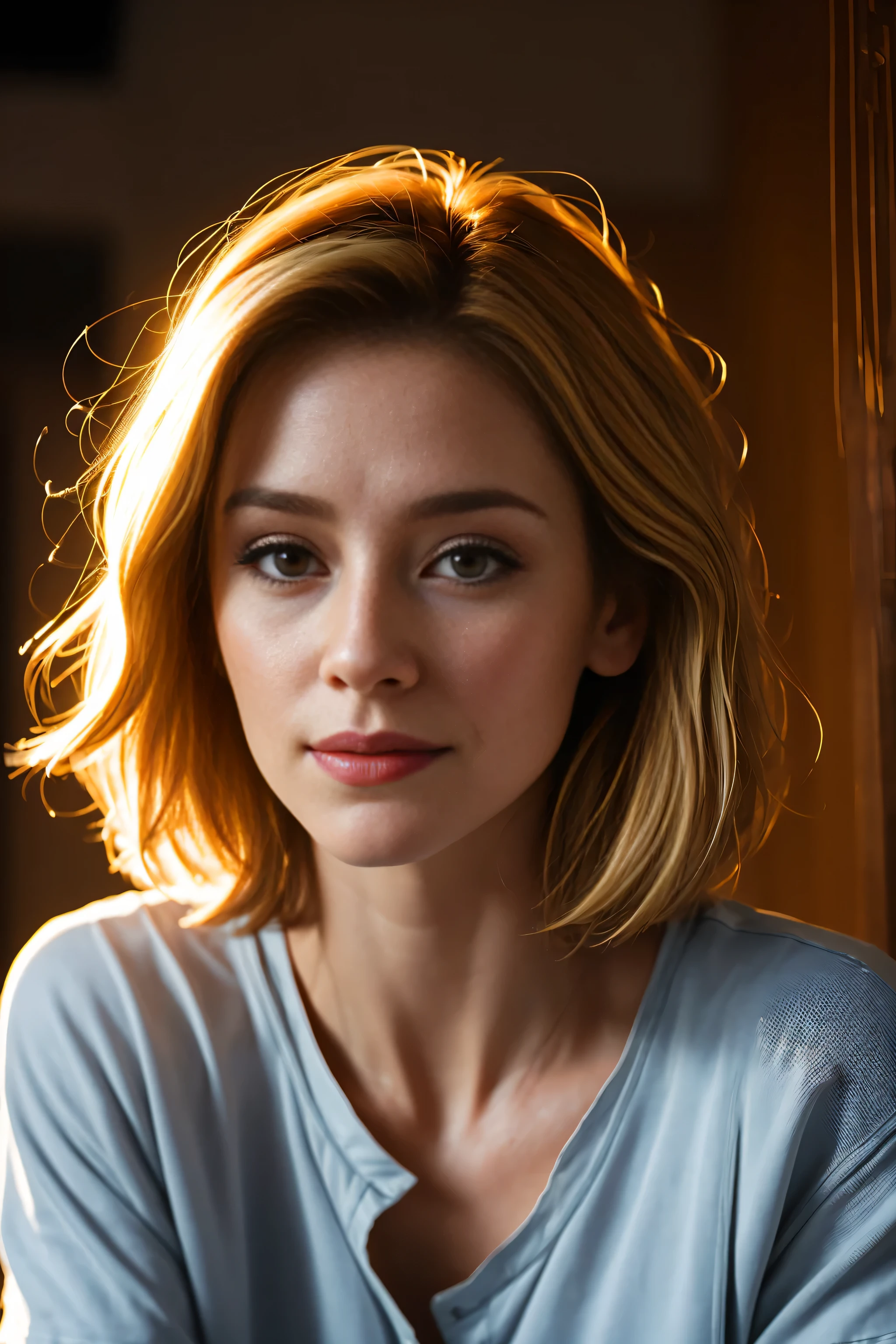 ((masterpiece)), ((highest resolution)), Beautiful 40 year old woman, (Alicia Witt:Janine Garofalo:0.5), ((become familiar with skin texture)), ((high detail face)), (short blonde hair), enchanting smile, tight t-shirt, jeans, (realistic pictures), (最high quality), (become familiar with), Photographed with Canon EOS R5, 50mm lens, f/2.8, HDR, (8K), (wallpaper), (cinematic lighting), (dramatic lighting), (sharp focus), (Complex), RAW photo, pose for the camera, 8K UHD, high quality, film grain, craig morley