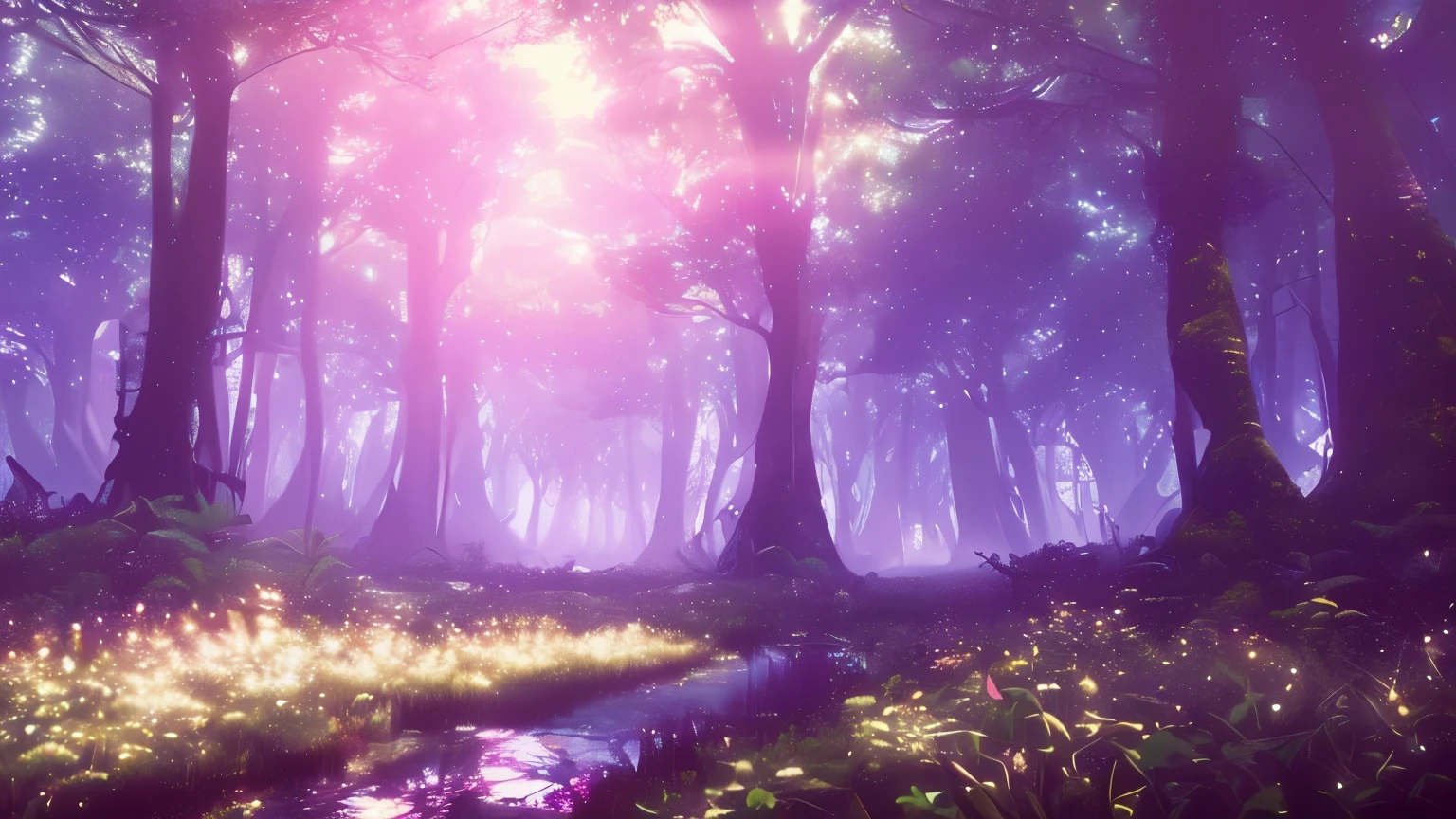 A nice enchanted forest, sunset, wonderful, cosmetics, breathtaking, nice, beautiful, (lndskp style) and (redshift style: 1.2) and (nbing punk: 1.2)