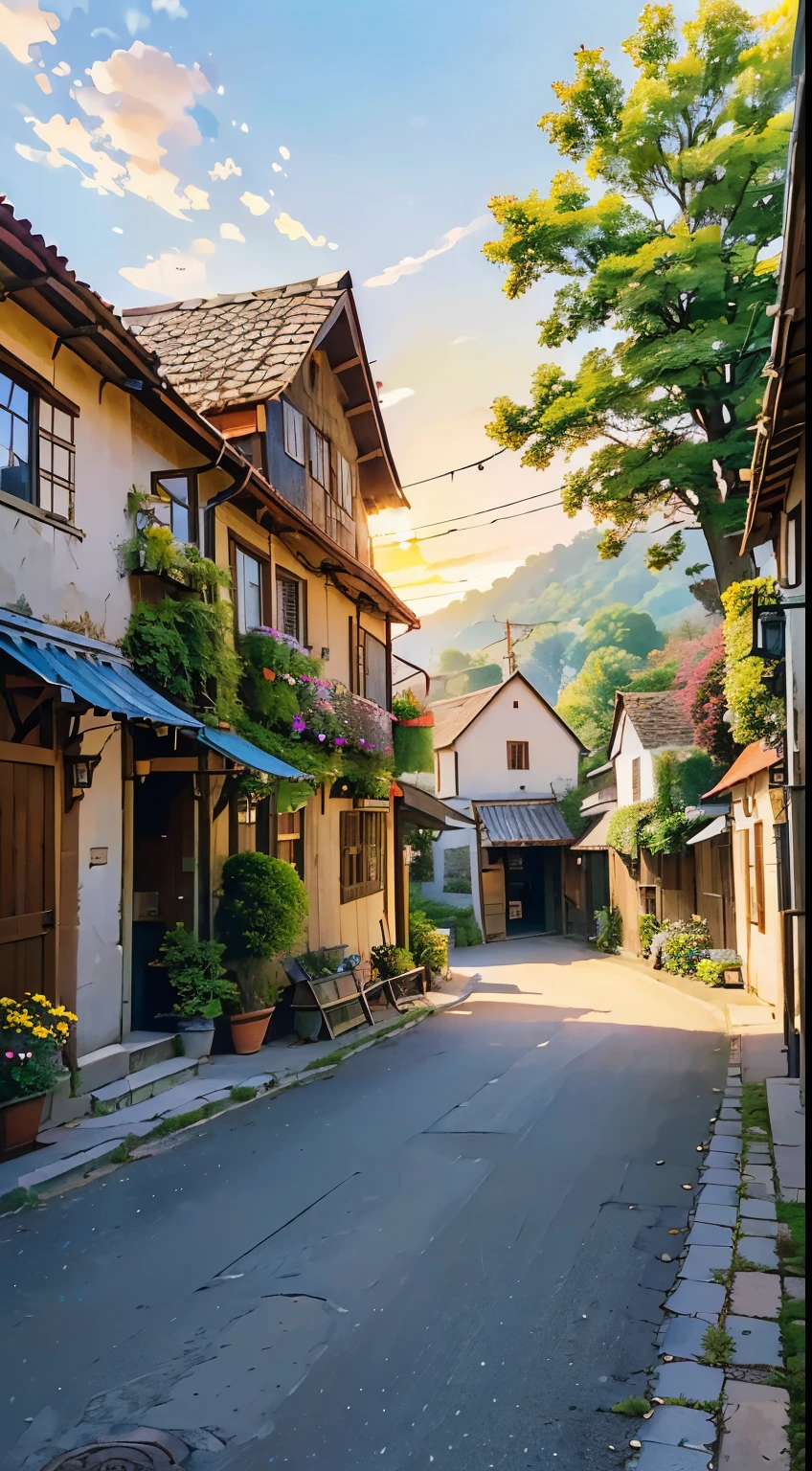 (rustic,rural city,farm:0.9), (quaint,vibrant,scenic:1.1), (traditional, peaceful, idyllic), (cobbled streets, charming, cobblestone alleys), (colorful houses), (lush greenery, blooming flowers), (local market, bustling, vibrant), (farm animals, chickens, cows, sheep), (warm sunlight, soft shadows), (relaxed atmosphere), (wide open spaces), (friendly locals:1.1), (authentic local cuisine), (romantic, nostalgic:1.1), (hand-painted signs), (smell of freshly baked bread), (bustling cafes), (picturesque landscapes), (tranquil river), (old-fashioned windmills), (bike-friendly streets), (artistic murals), (authentic cultural heritage), (community events:1.1), (traditional crafts), (serene parks), (slow pace of life), (historical architecture), (peaceful countryside), (cozy neighborhoods), (local traditions:1.1), (quaint shops), (vibrant festivals), (friendly greetings), (charming courtyards), (old-fashioned charm), (rural beauty), (local craftsmanship:1.1), (melodies of nature), (stunning sunsets), (bucolic scenery), (serene farmlands), (close-knit community)
