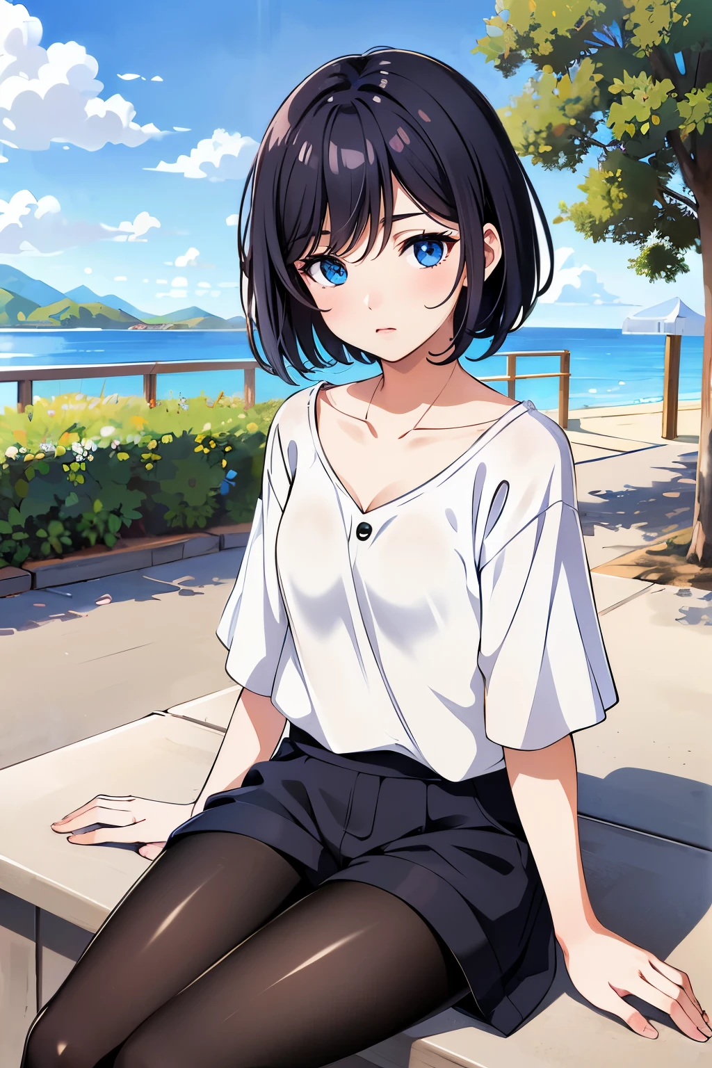 (((masterpiece))), (((best quality))), ((ultra-detailed)), (illustration), (detailed light),((an extremely delicate and beautiful)),(beautiful detailed eyes), (1boy,otoko no ko, feminine),cute face,short hair,bob cut,black hair,flat chest,blushed,shy