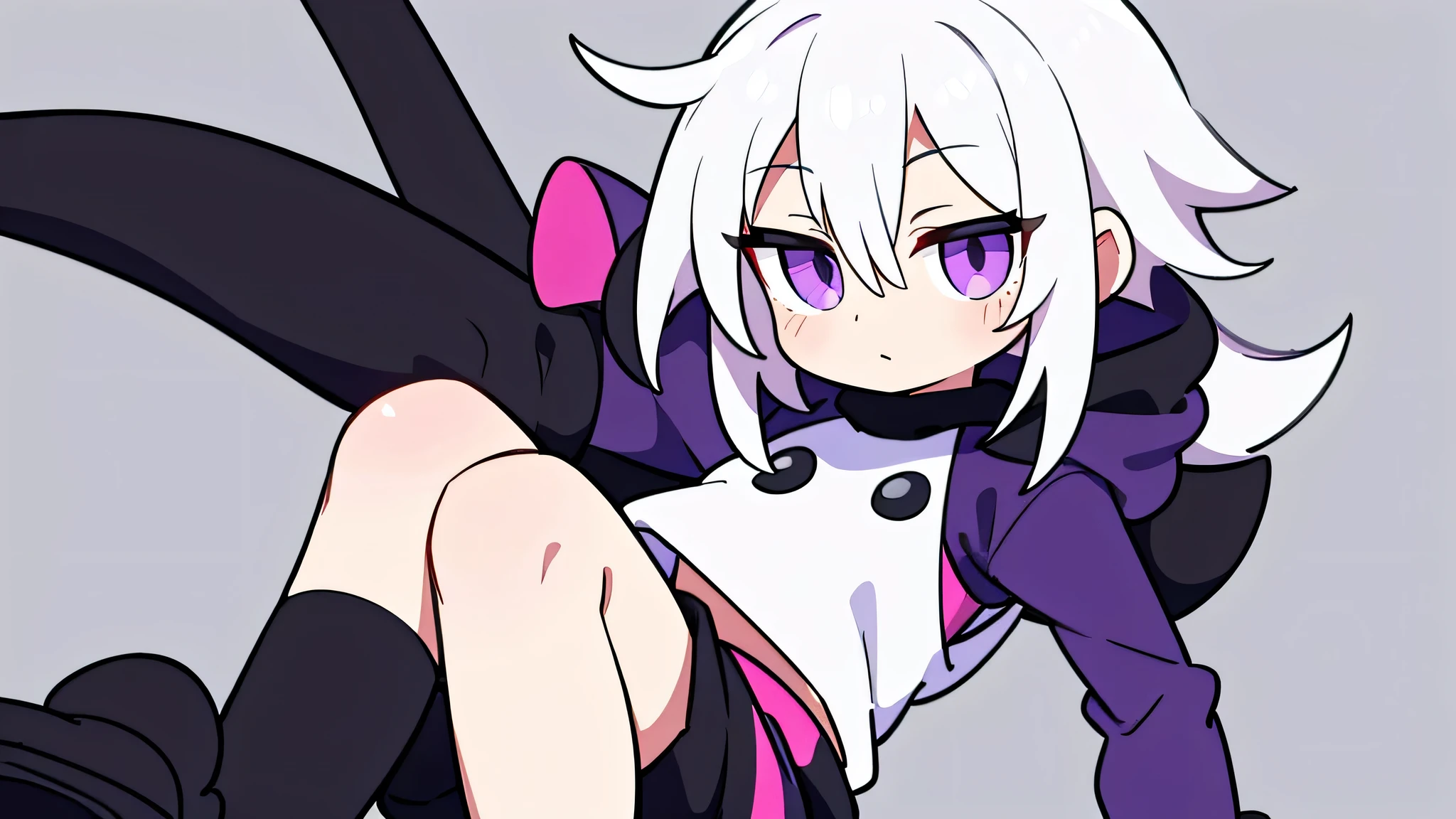 Male character with white hair and purple eyes