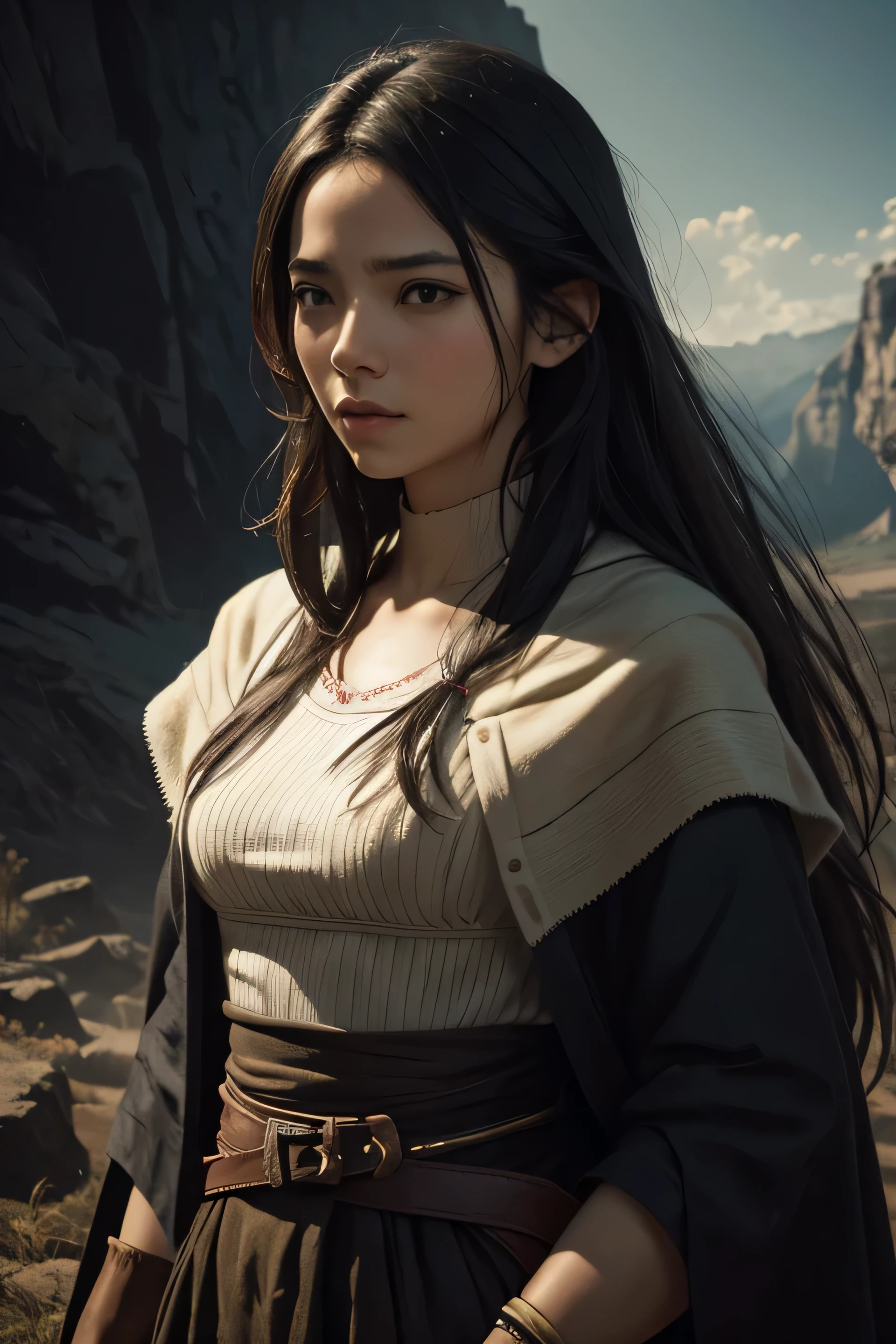 （hombre：1.1），(obra maestra), anime, Mejor calidad，(foto_(medio):1.0), por Antonio J.. Manzanedo, por Jeremy Lipking, lightning, En un paisaje surrealista, ojos negros,liso,Sharp focus