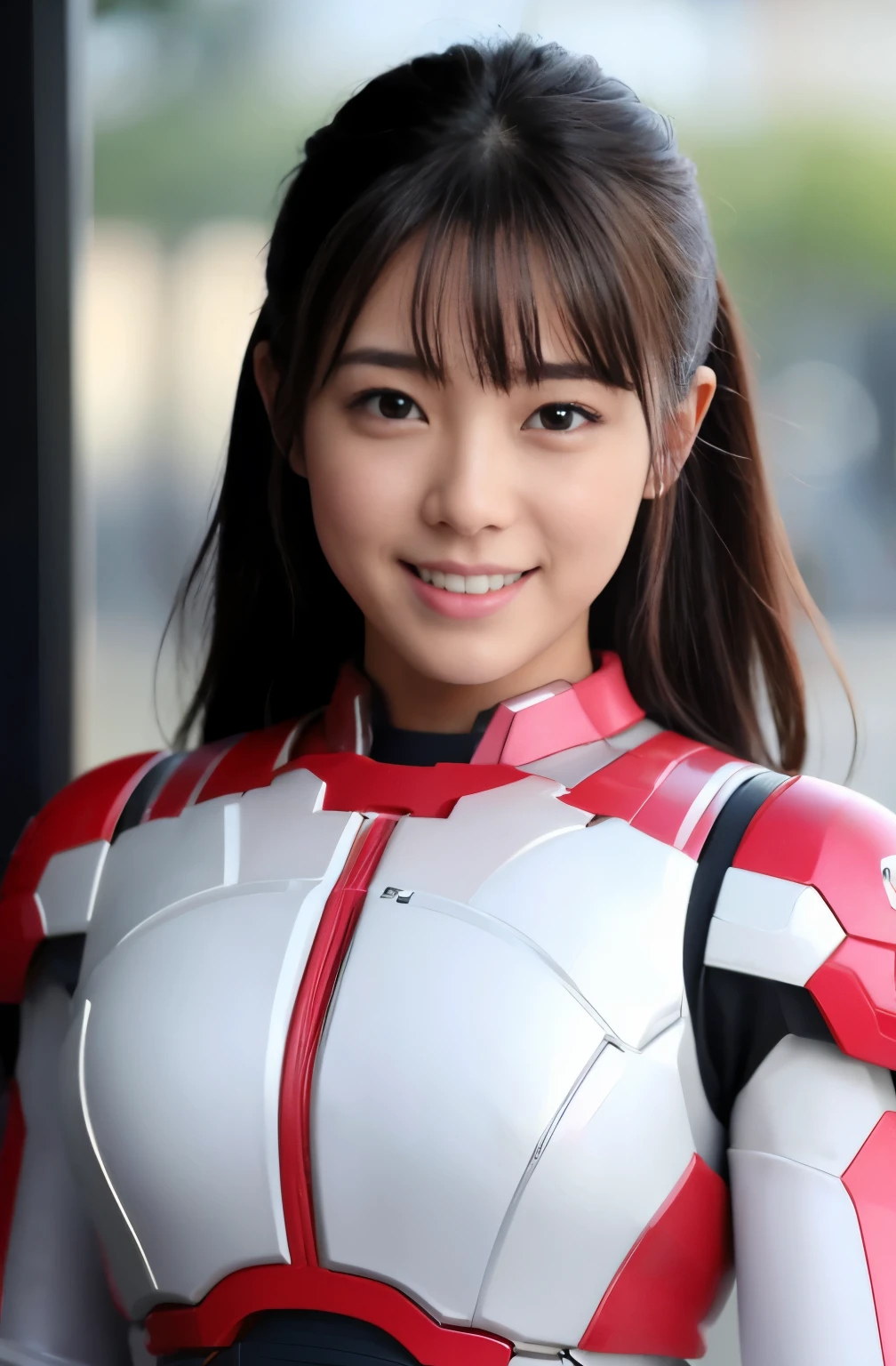 （super highest quality、In 8K、Masseter muscle part、delicate illustrations、Full body Esbian:1.2、big breasts:1.4, Wearing a pink and white Iron Man suit:1.5、No sleeve:1.1)、A beautiful and bewitching Japanese 25-year-old woman、plump body、curly black hair、smile