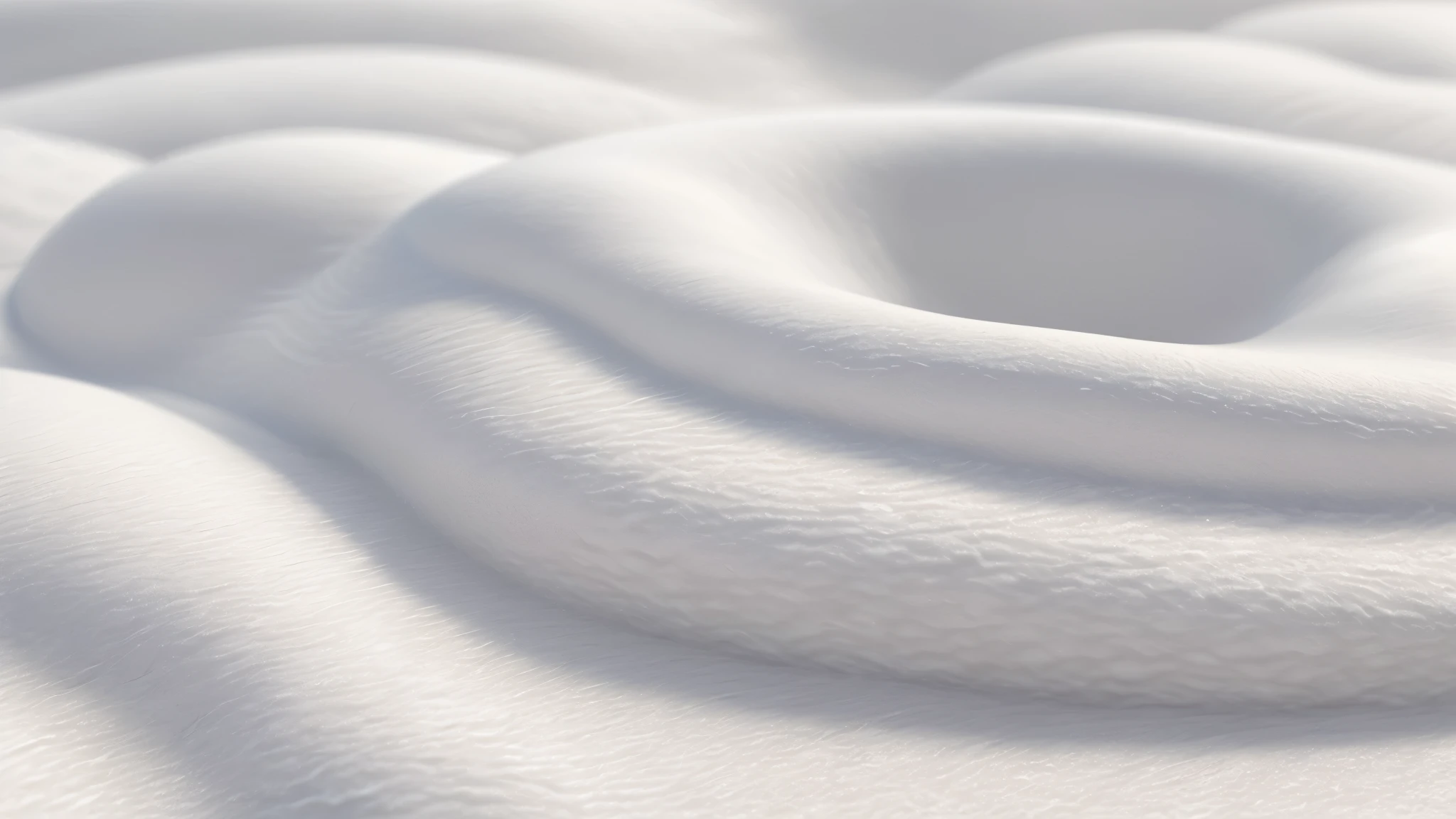 Close-up of a white surface with a large number of white circles, Soft scale texture, Soft 3D rendering, Rippled white landscape, Smooth surface rendering, an ambient occlusion render, Soft surface texture, ambient occlusion render, Smooth rendering, ambient occlusion:3, hyperdetailed crisp render, ambient occlusion, Made up of points