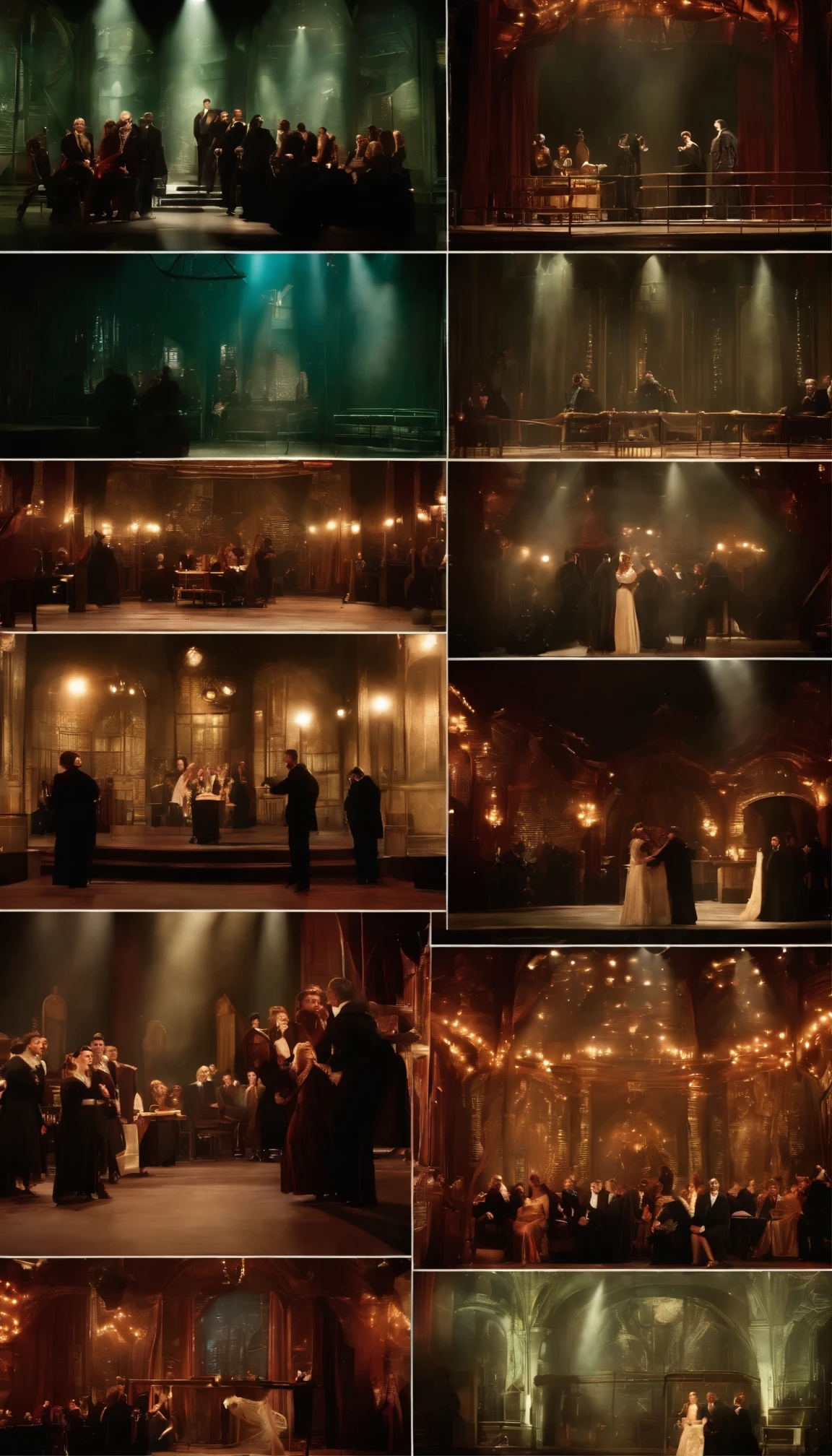 scene of a stage play, dramaticly lit, franz kafka, metropolis
