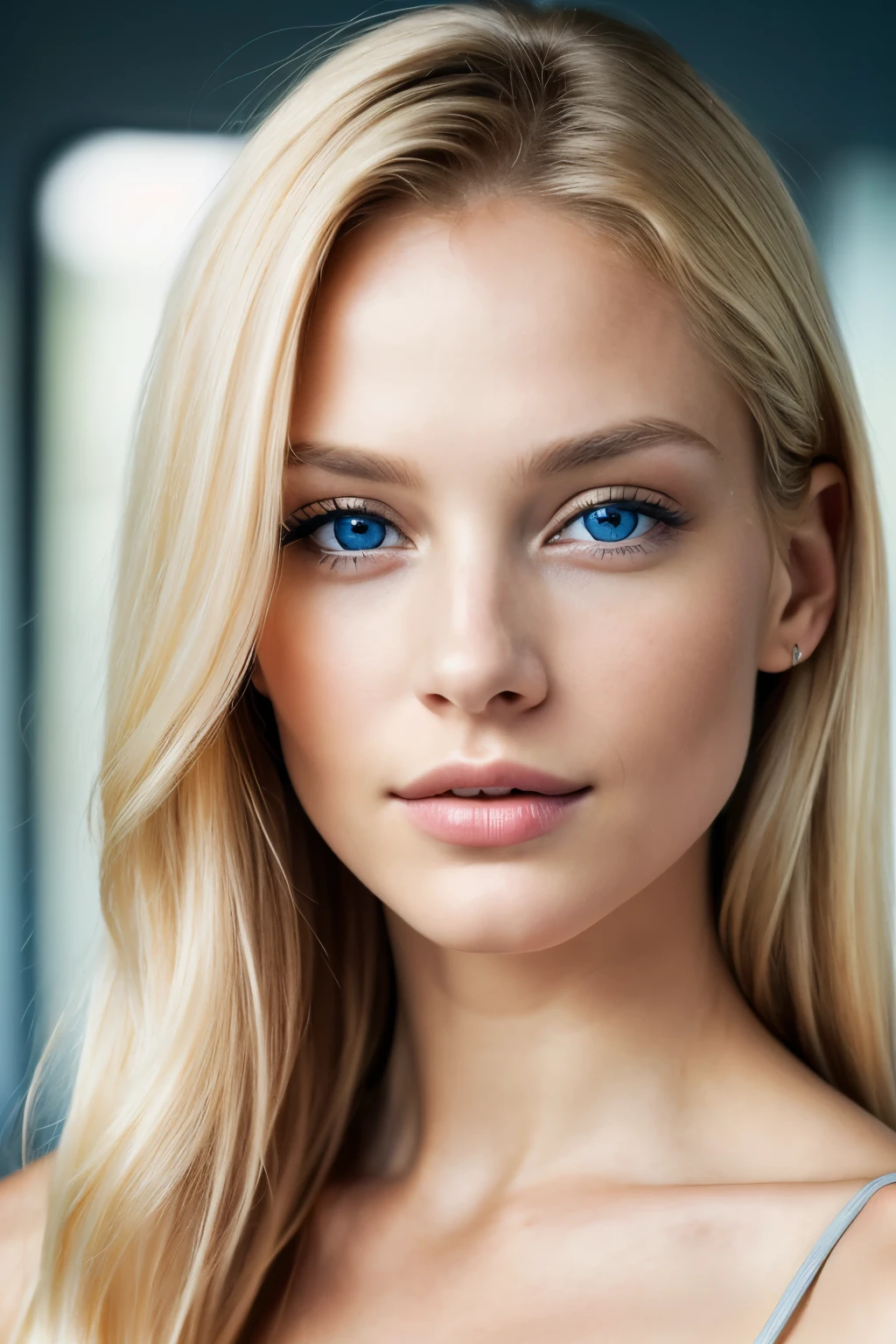 4k Realistic Photo of Stunning Blonde Woman with Intelligent Expression and Straight Hair Reaching Down to Her Shoulders

The image captures the essence of beauty with a 4k realistic photograph of a blonde woman, whose straight hair cascades elegantly down to her shoulders. Her mesmerizing blue eyes radiate an intelligent and captivating gaze, inviting intrigue from the viewer. The fine lines of her well-defined mouth suggest a thoughtful and expressive nature.

Soft natural light illuminates her face, highlighting every fine detail, from the skins smooth texture, to the subtle pore structure, giving her a flawless and almost ethereal appearance.