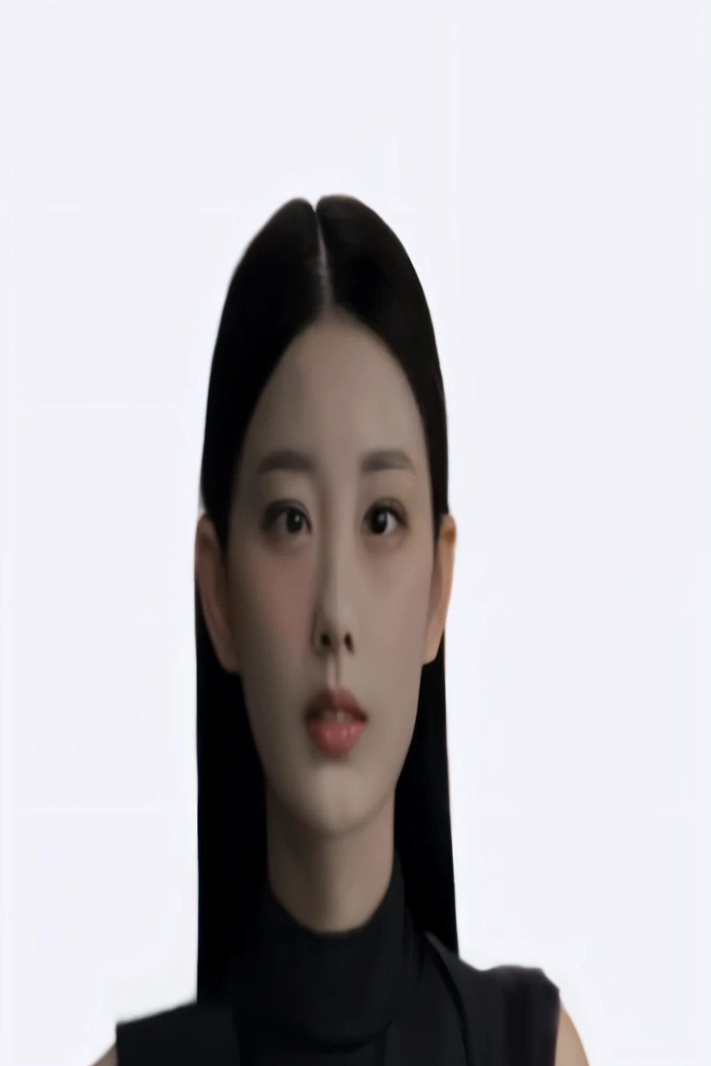 Has long black hair、woman wearing black top, Inspired by Ai Xuan, Realistic face and body hybrids, korean audrey hepburn automata, 8K high-detail face, integrated synthesis, human face, 4K symmetrical portrait, 4K symmetrical portrait, asian face, Surreal ultra high definition faces, Highly detailed visual effects portraits