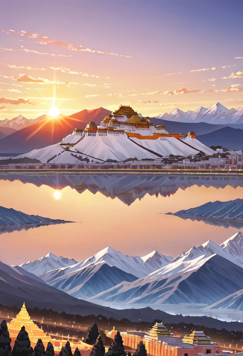 Potala Palace sunset,Distant Mount Everest,Solemn and sacred,Majestic and glorious