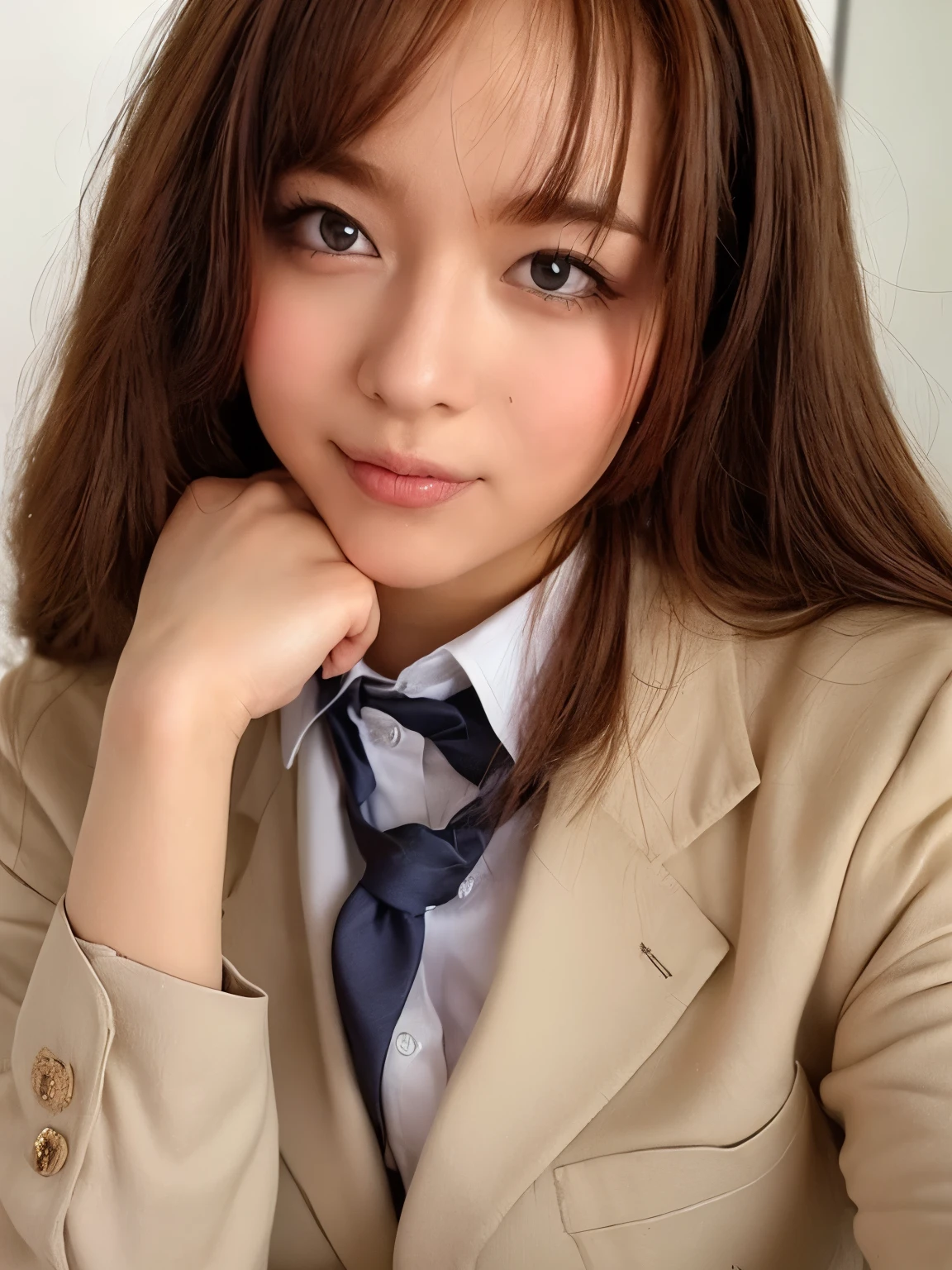 (highest quality,4K,masterpiece:1.2),Beautiful woman,1 girl,sexy:1.1,dark yellow hair:1.1,Woman in school uniform,Drenched uniform,super detailed face,detailed lips,fine eyes,double eyelid,miniskirt white stockings,stand up
