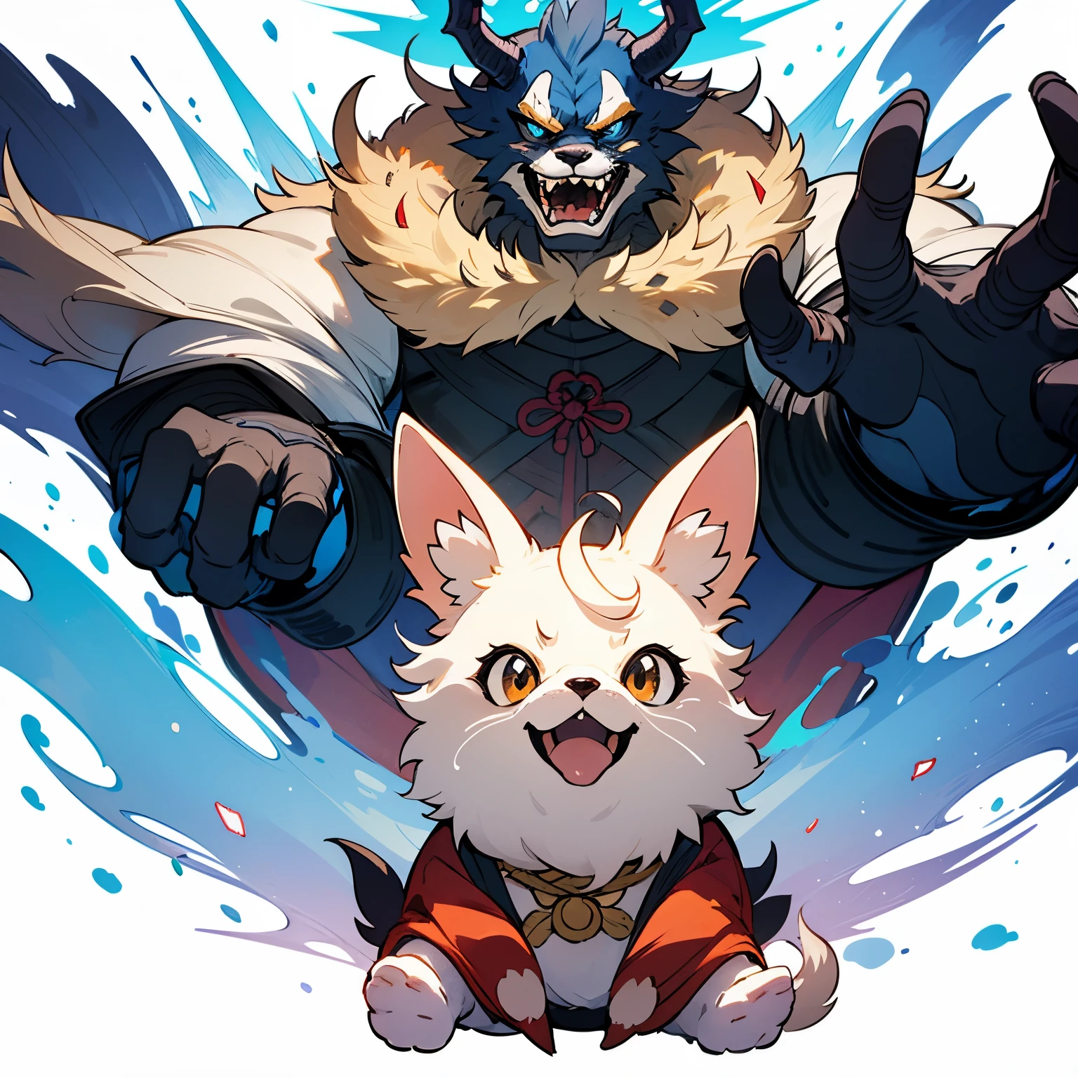 Mutant tiger standing on two legs, snow background, Brutal!, put on armor, Big claws, Thirsty for blood, Big one, Thick fur, no back panel, snow backgroundมืดมิด, conjunctivitis, Demonic Aura