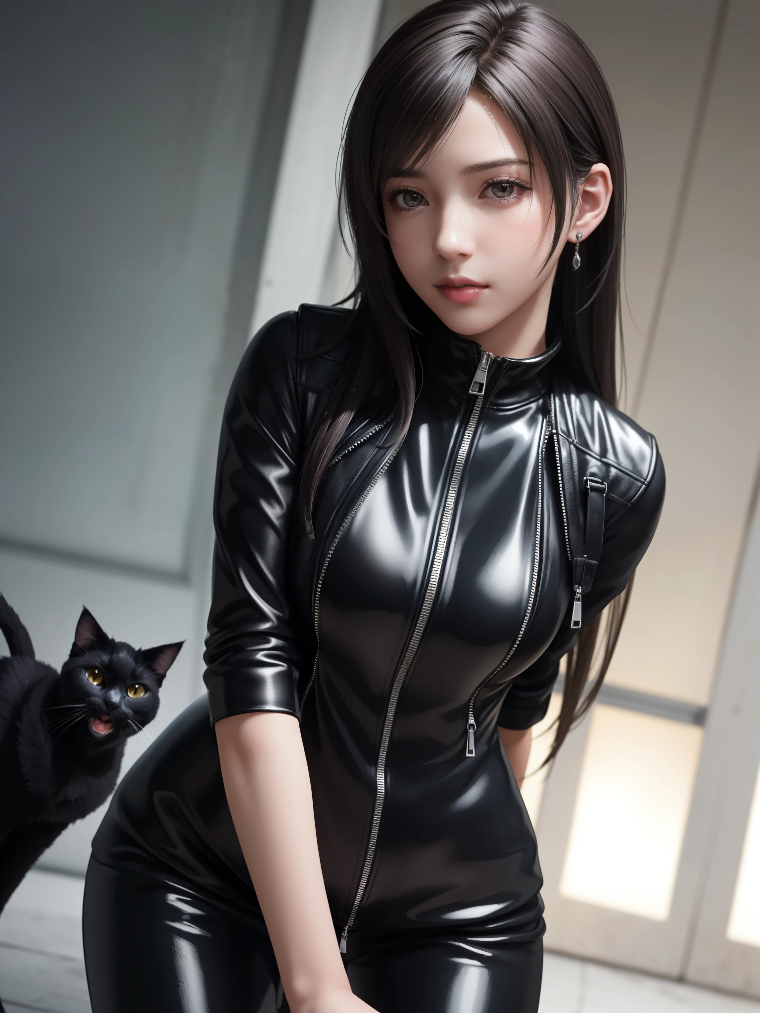 (Top Quality, Masterpiece: 1.1), (Realistic: 1.3), BREAK (((FF7,Tifa_lockhart))),(tifa_lockhart and monsters),(A dark, barely lit torture chamber:1.3,wet:1.2,night:1.1),(face focus:1.1),  BREAK (((FF7,Tifa_lockhart))),(Light Brown Hair, Large breasts: 1.2),(black catsuit:1.3,silver zip,zip down:1.8), BREAK (((FF7,Tifa_lockhart))),(shiny oiled skin: 1.1),(crowd of monster:1.3),(many monsters:1.2),  ((stringy viscous liquid)),(no bra),(no panties),wet hair, about 18 years old,sensual,  (sweat on body:1.3),( pose:1.2),hold me ,come on